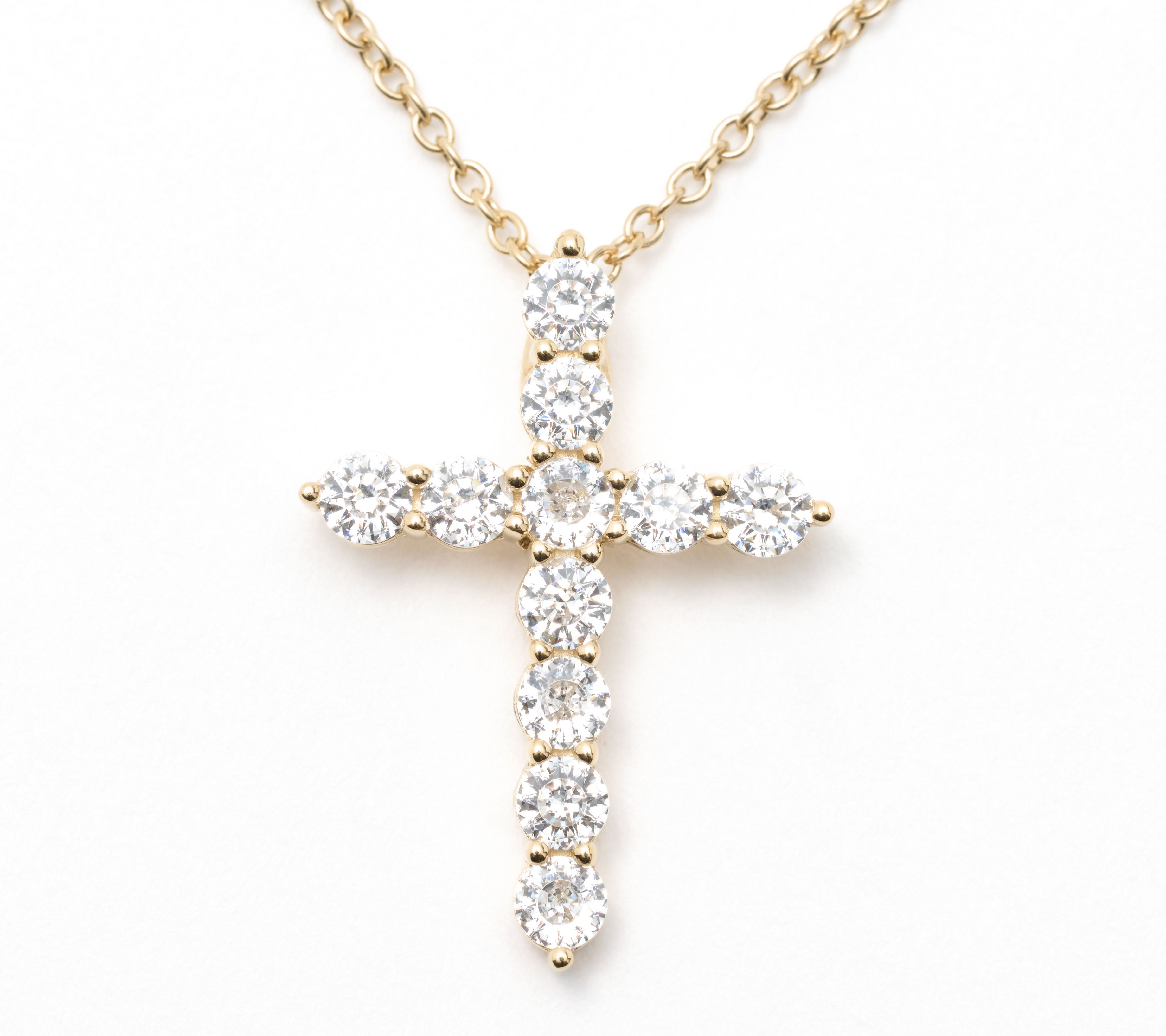 Diamonique Cross Necklace, Sterling Silver