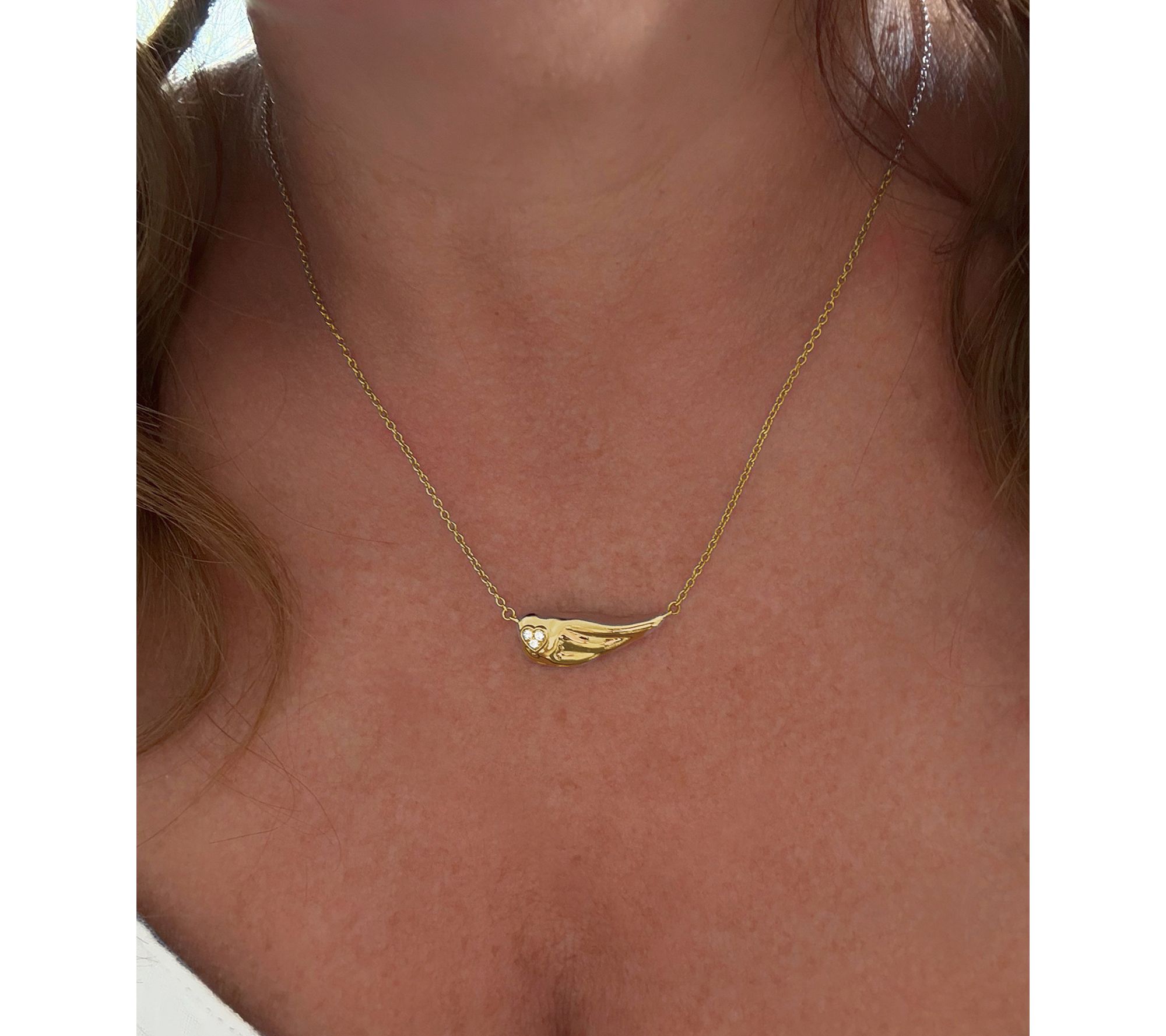 Goddaughters 14K Gold Clad White Topaz Wing Necklace