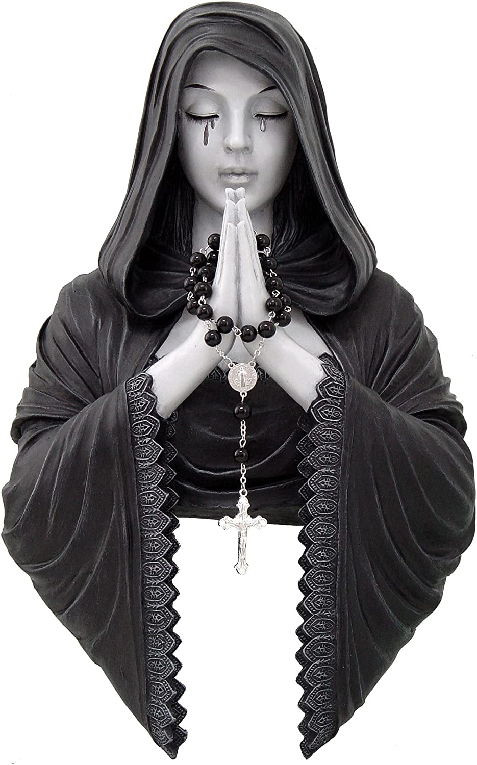 Design Toscano CL0082 Gothic Prayer Wall Sculpture, 12 Inch, Black and White Finish
