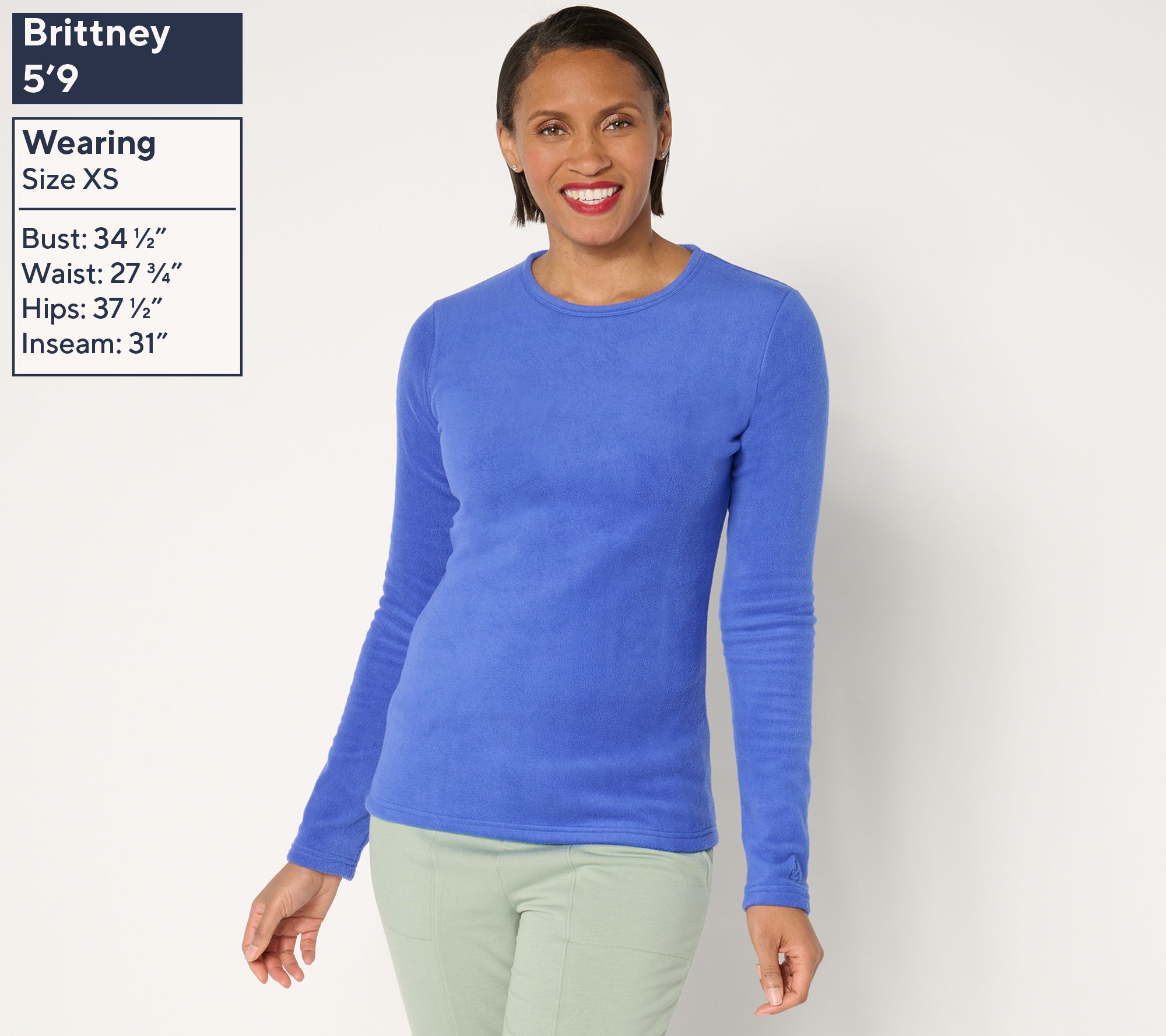 Cuddl Duds Base Layers Fleecewear with Stretch Long Sleeve Top