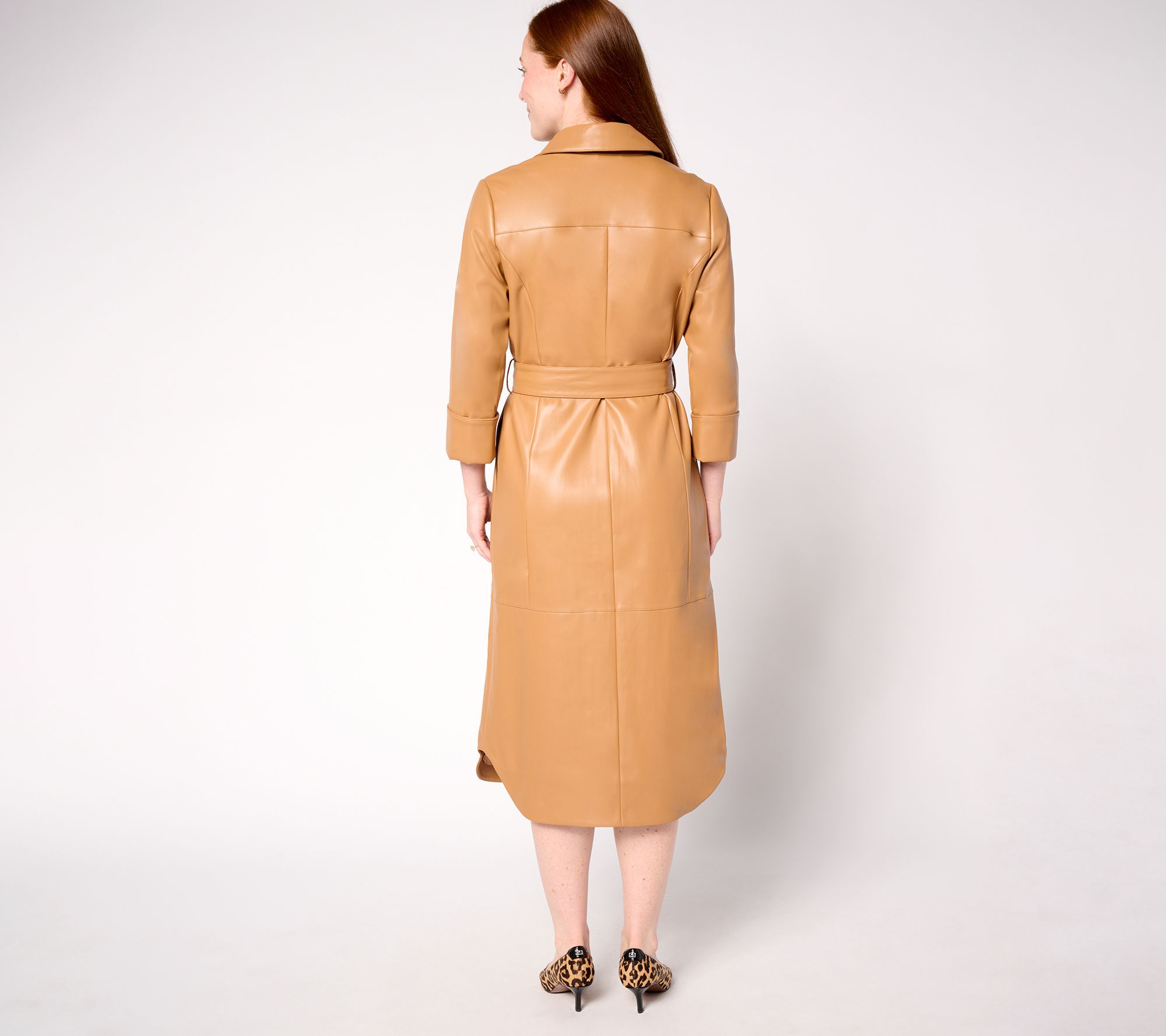 Carla Rockmore Collection Regular Faux Leather Lady Shirtdress