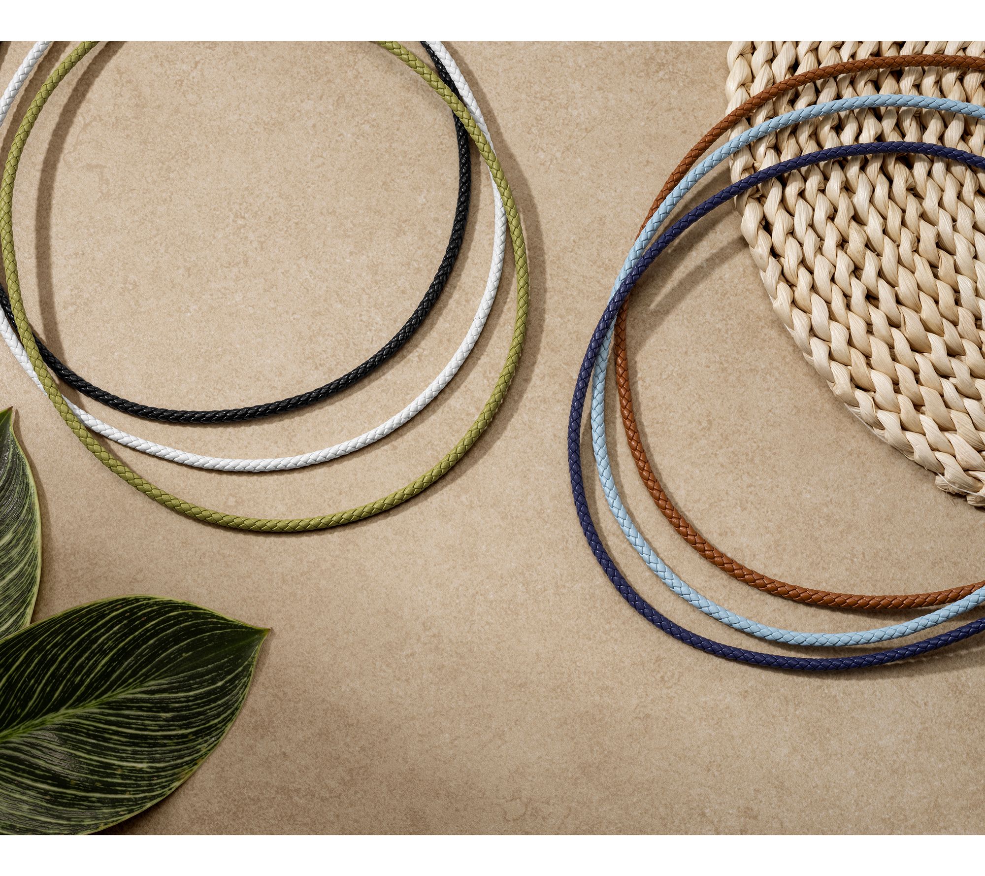 JAI Sterling Silver Braided Genuine Leather 18