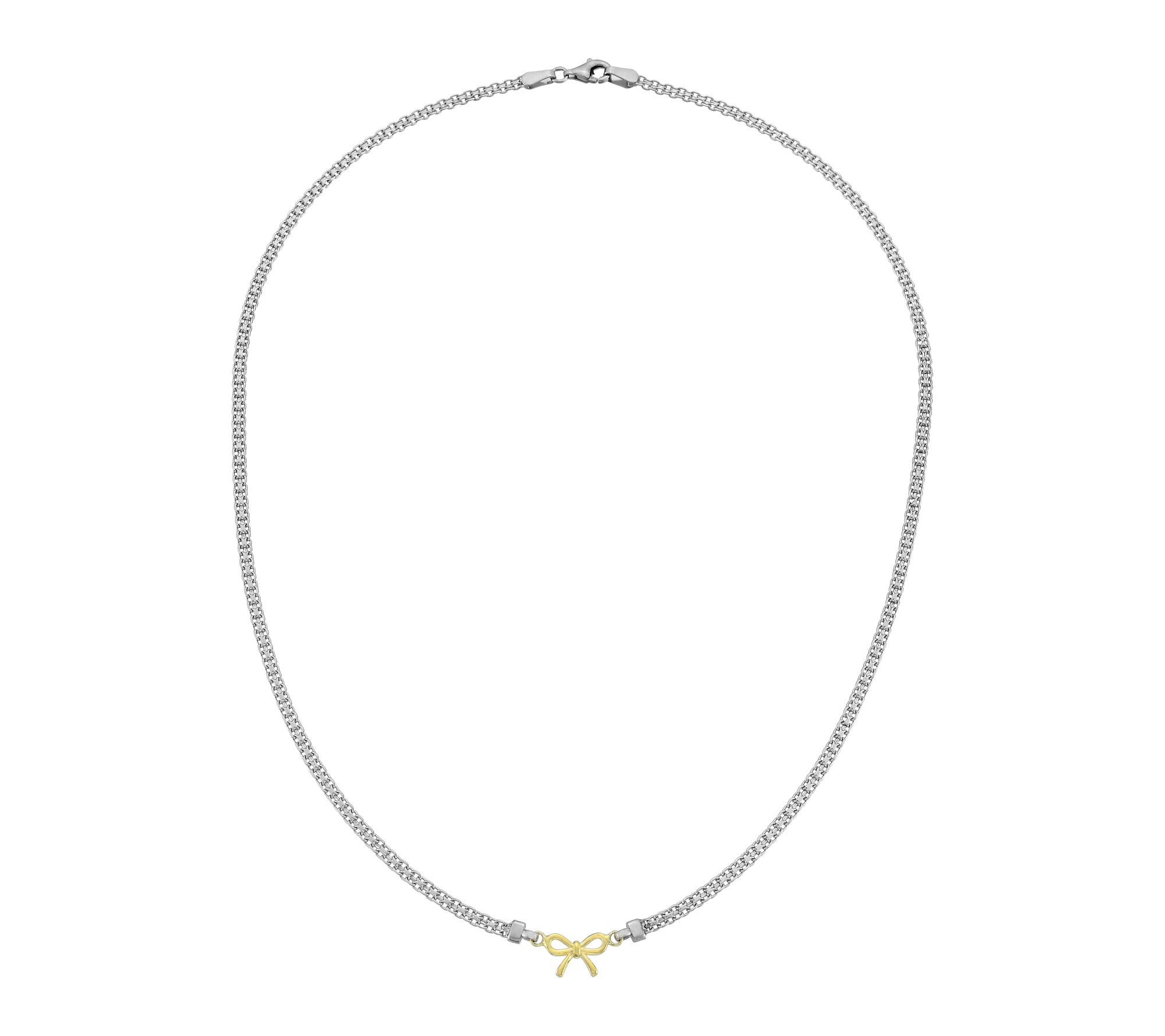 Silver Style Two-Tone Bow Bismark Necklace, Sterling