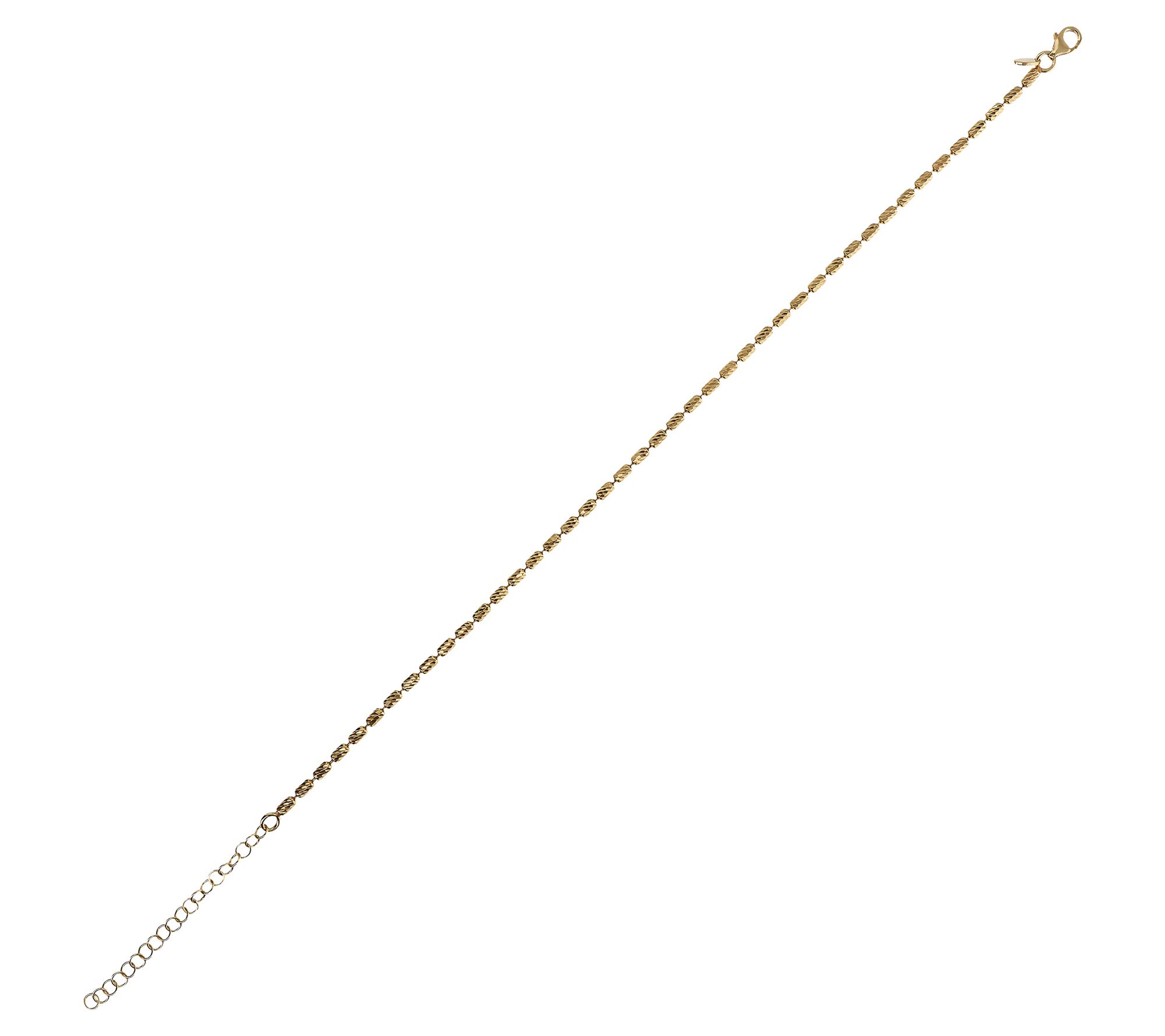 Veronese 18K Clad Diamond Cut Bead Ankle Bracelet, 5.2g