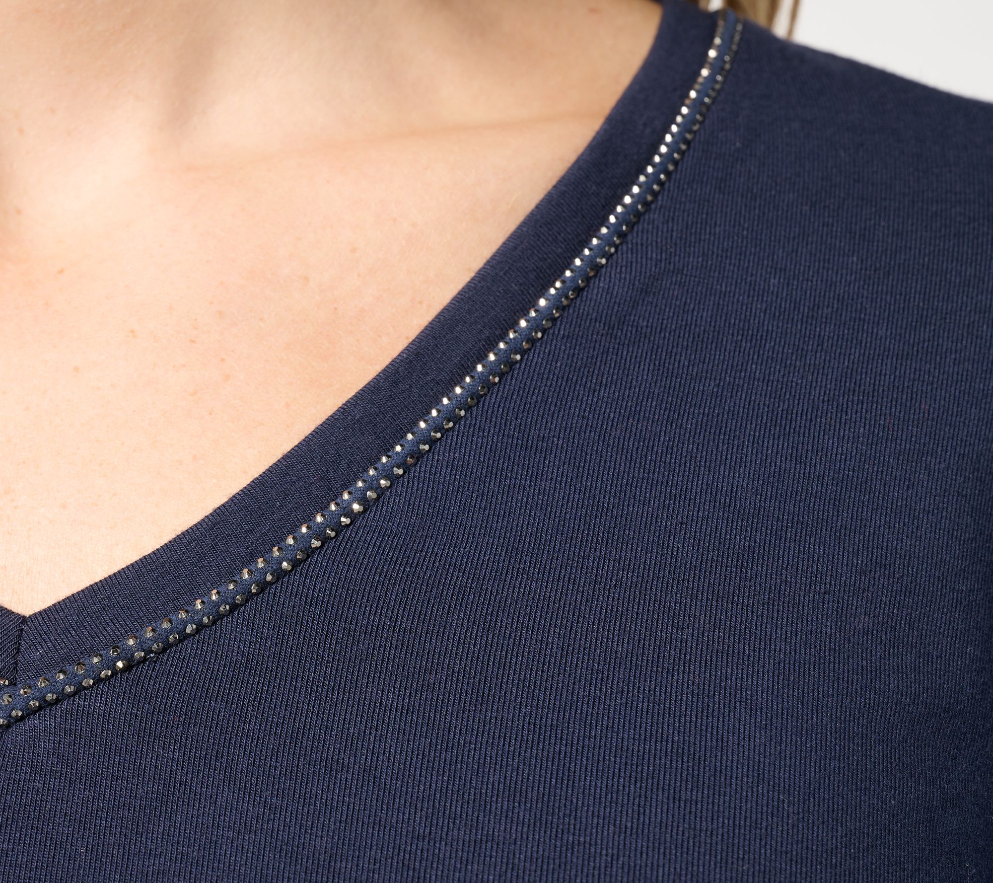 Jingle Belles by Kim Gravel TripleLuxe Knit Sparkle V Neck Top