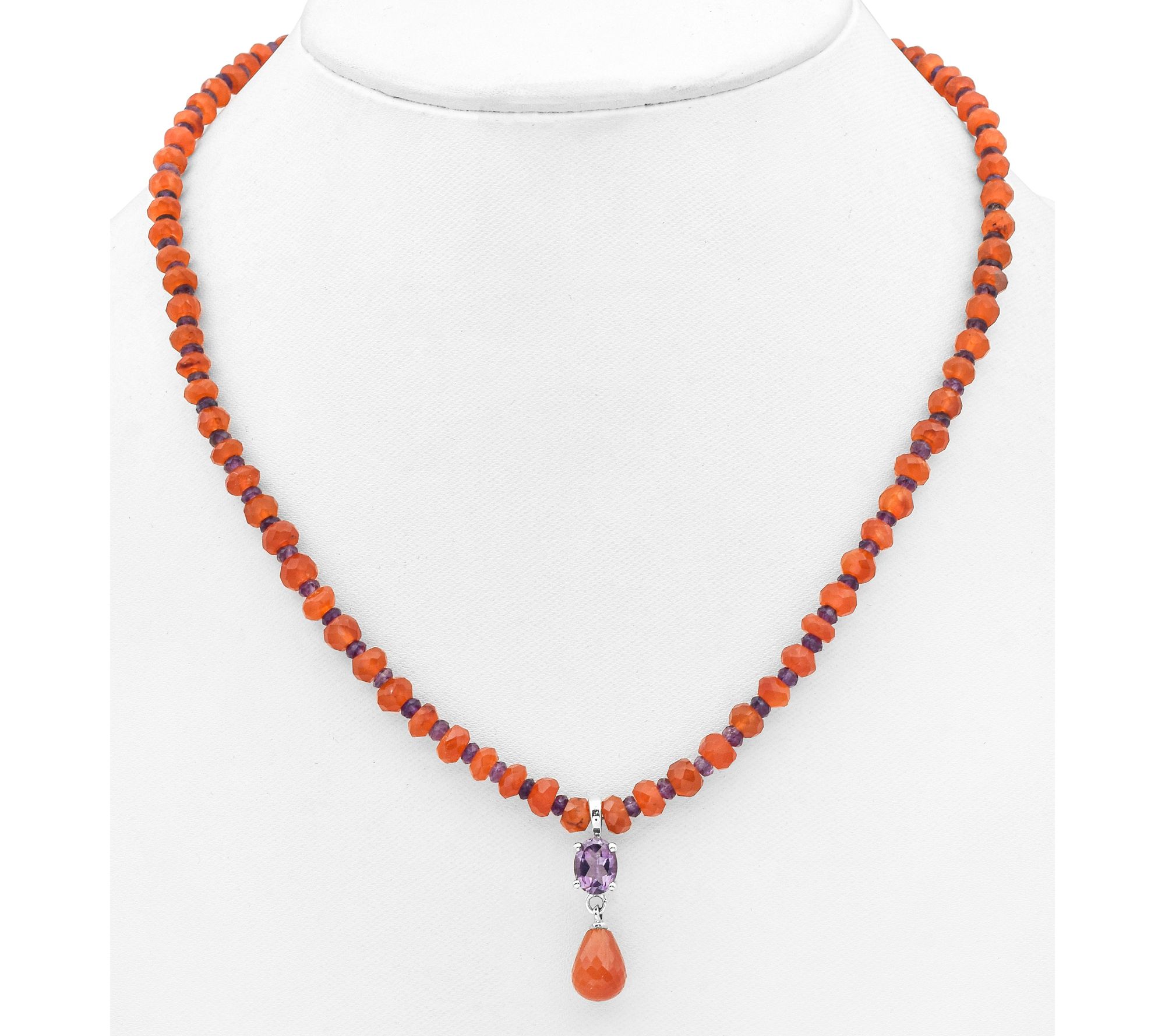 Affinity Gems Carnelian & Amethyst Necklace, Sterling Silver