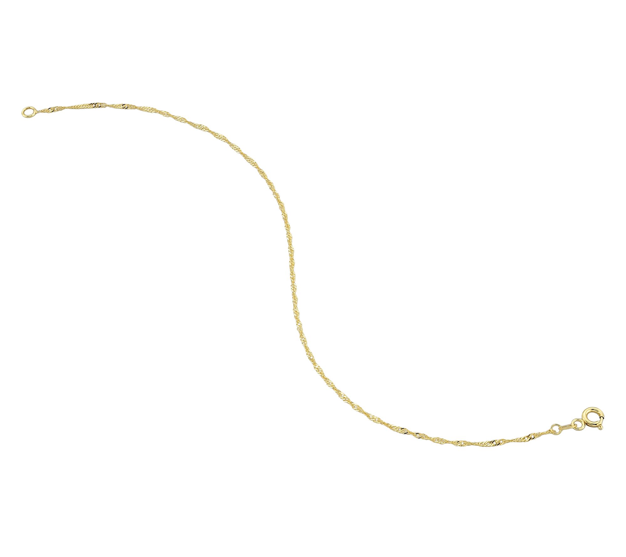 Adorna 14K Gold 1.3mm Solid Singapore Chain Bracelet