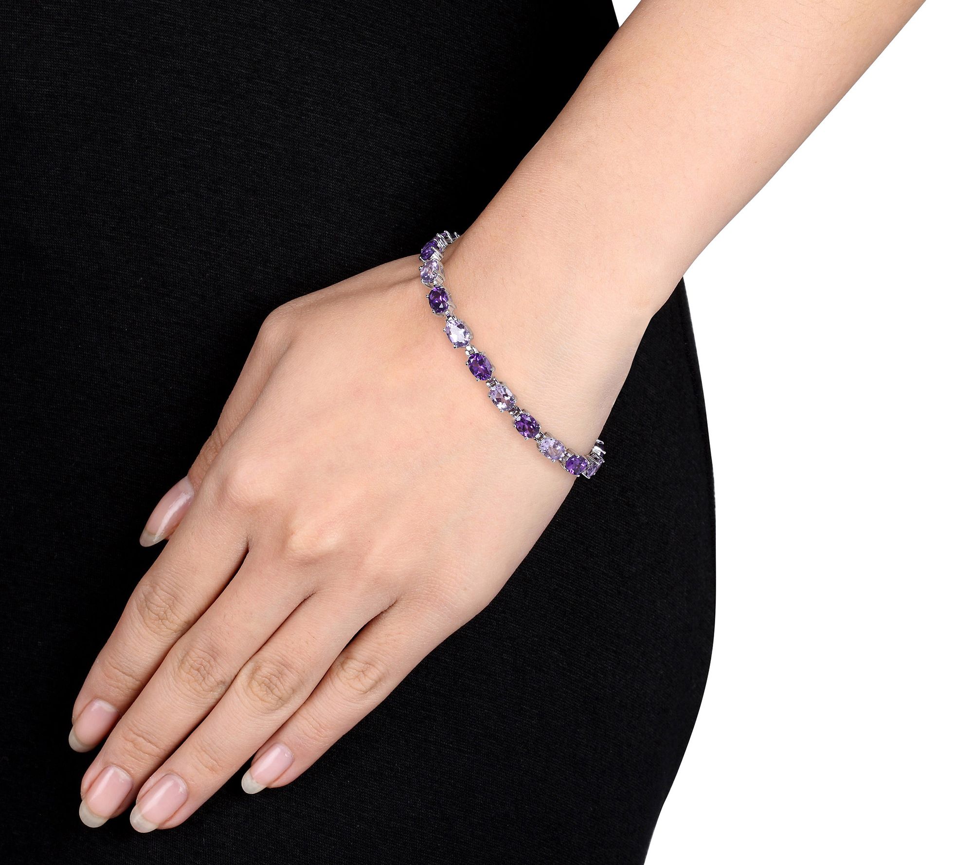 Sterling 14.50 cttw Amethyst and Rose de FranceBracelet