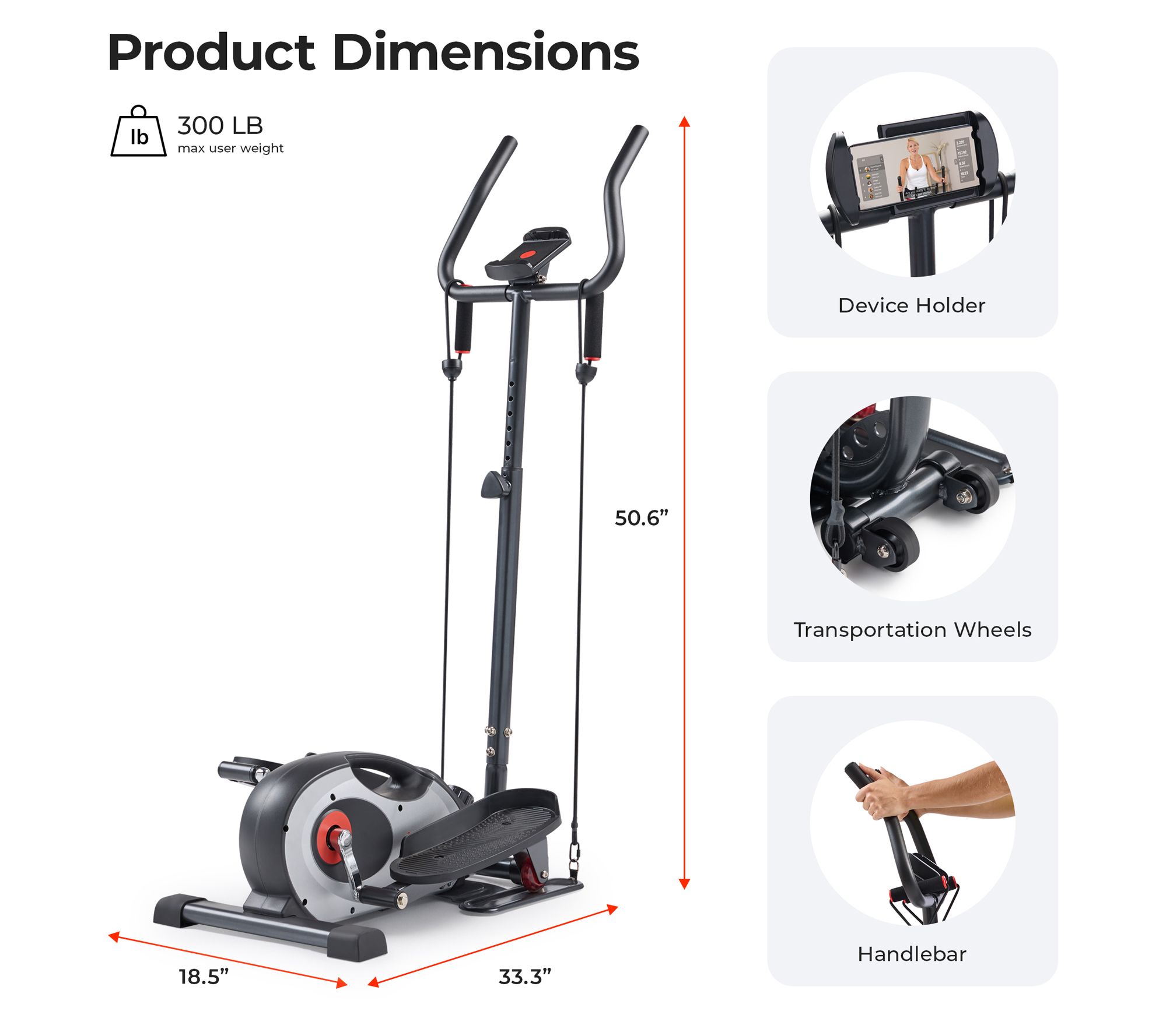 Sunny Smart Compact Elliptical w Elastic Bands