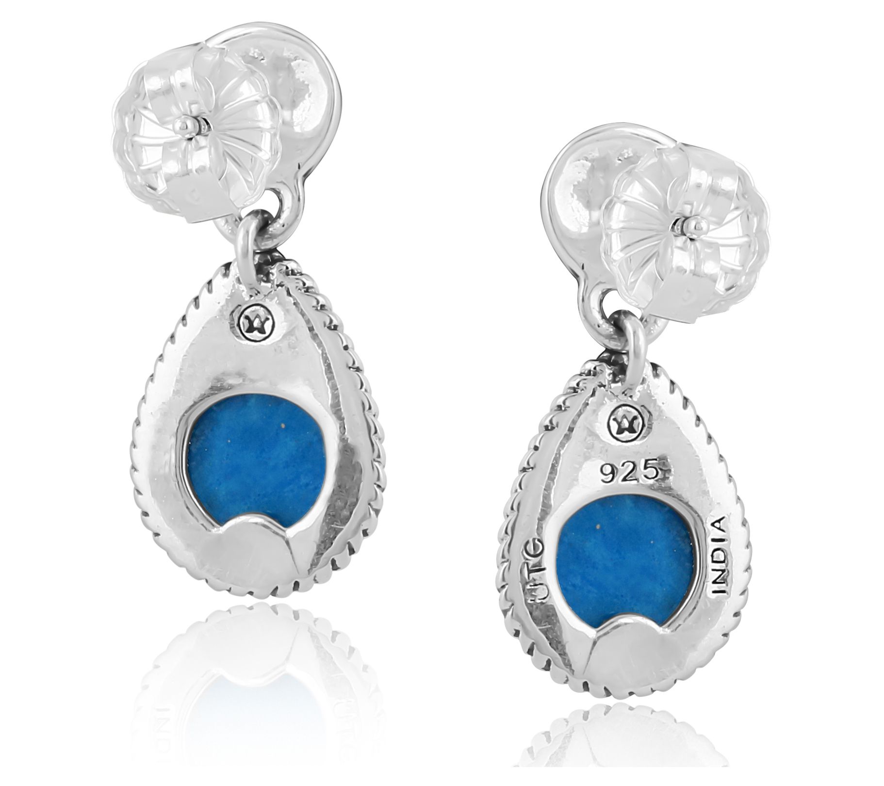 American West Sterling Silver Pear Gemstone Concha Earrings