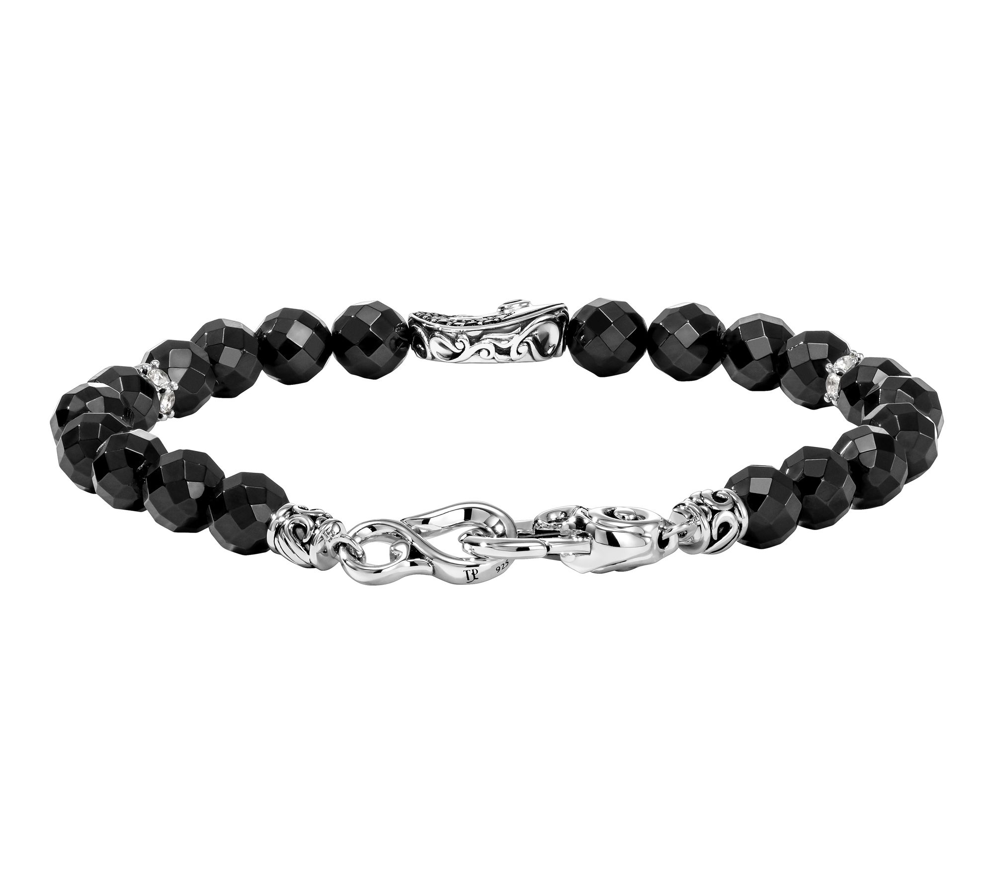 Third Person Sterling Gemstone Bead & YinYang Bracelet