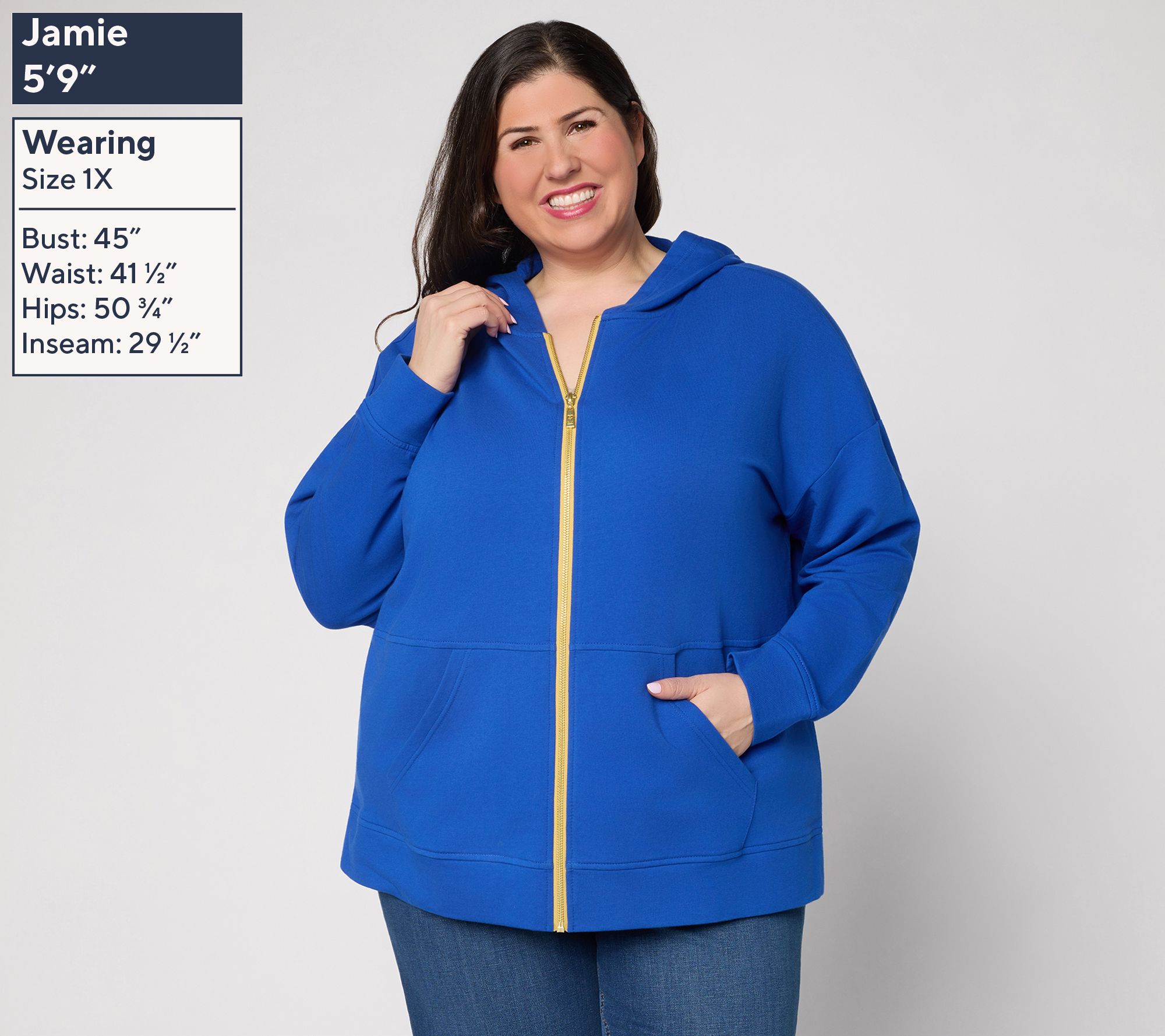 Belle by Kim Gravel French Terry Golden Zip Hoodie