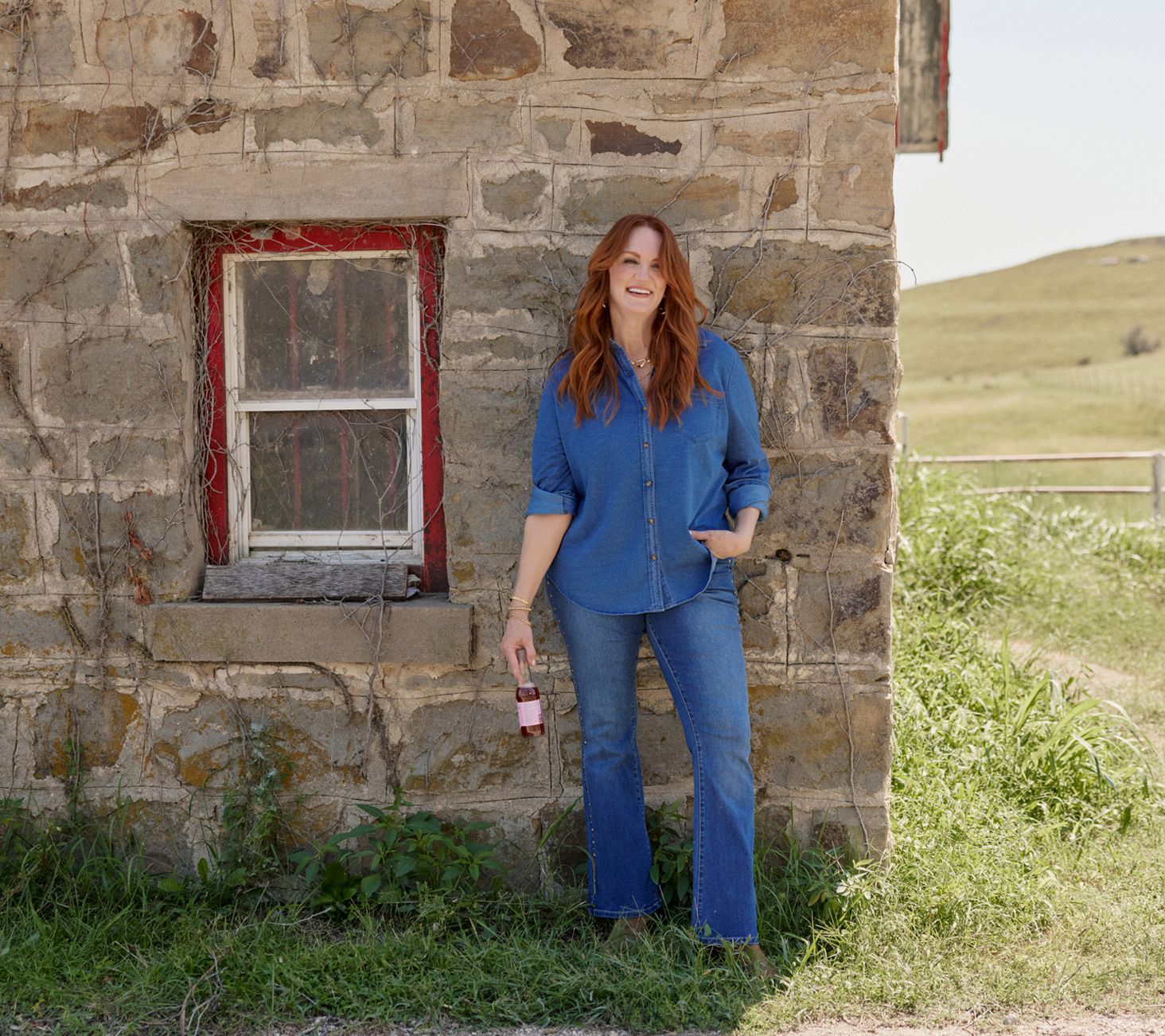 Ree by The Pioneer Woman Knit Denim Button Front Shirt