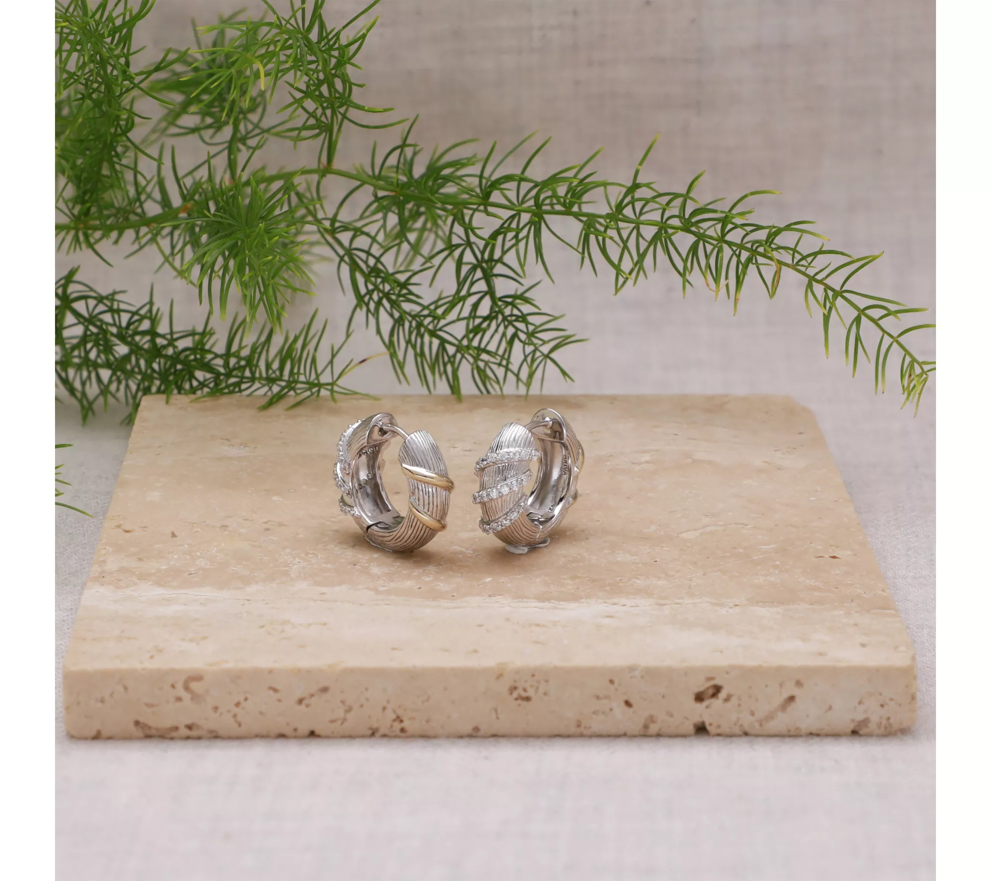 Ariva Sterling & 18K Clad Diamonique ReversibleHoop Earrings