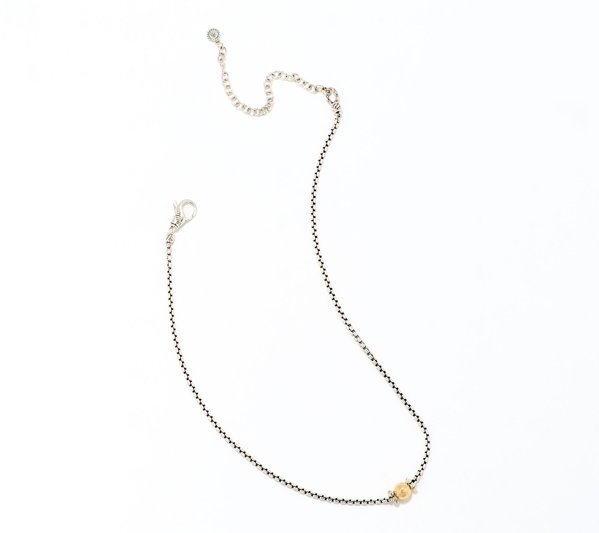 JAI Sterling & 14K Hammered Bead 2.7mm Box Chain 16