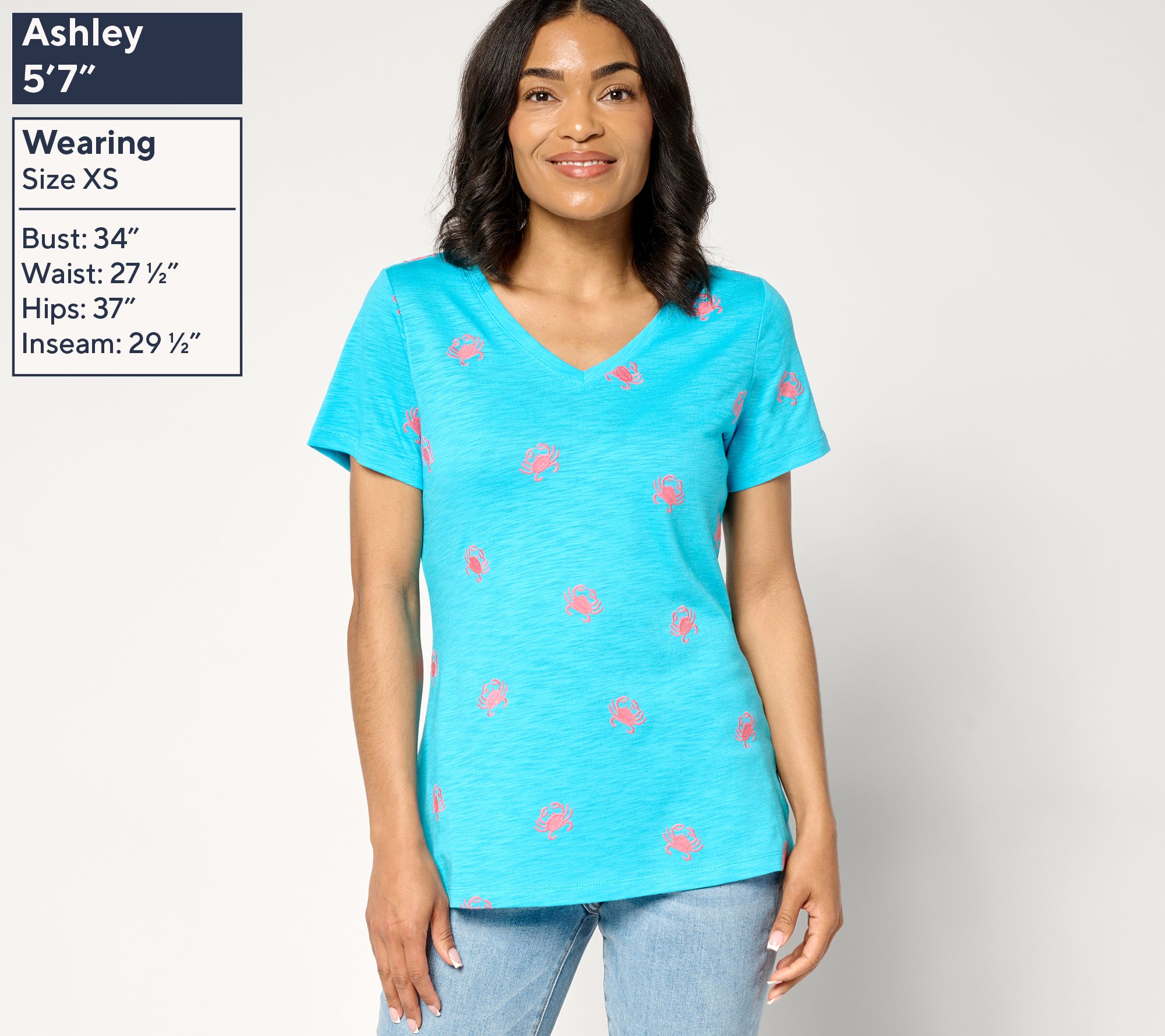 Belle Beach by Kim Gravel Slub Knit Florida Fun Embroidered Top