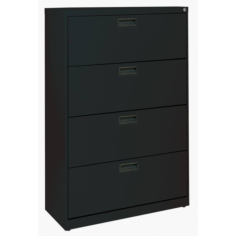 4 Drawer Lateral File Cabinet - Black