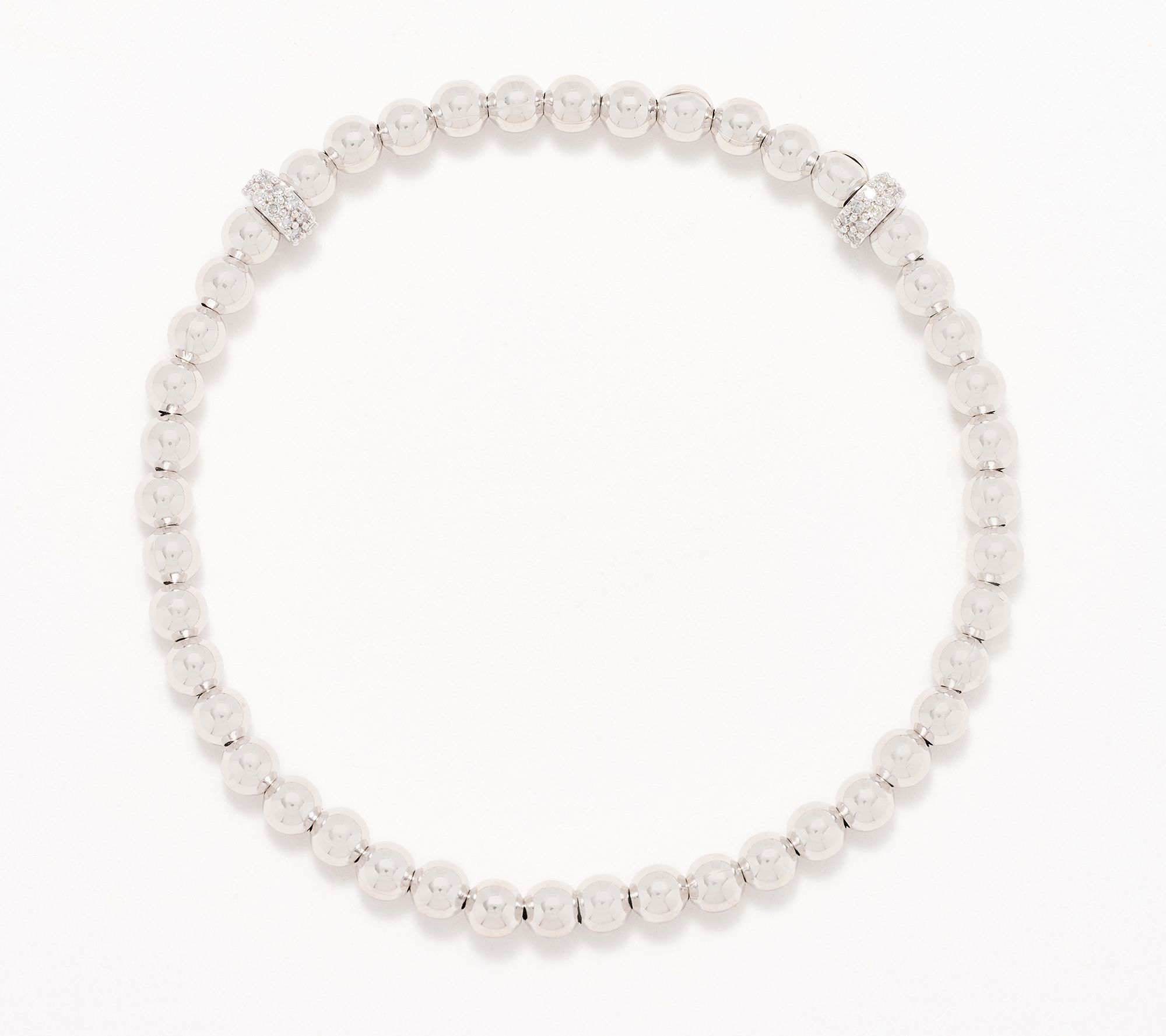 Accents by Affinty Double Pave Bead 0.24 cttw Bracelet, Sterl