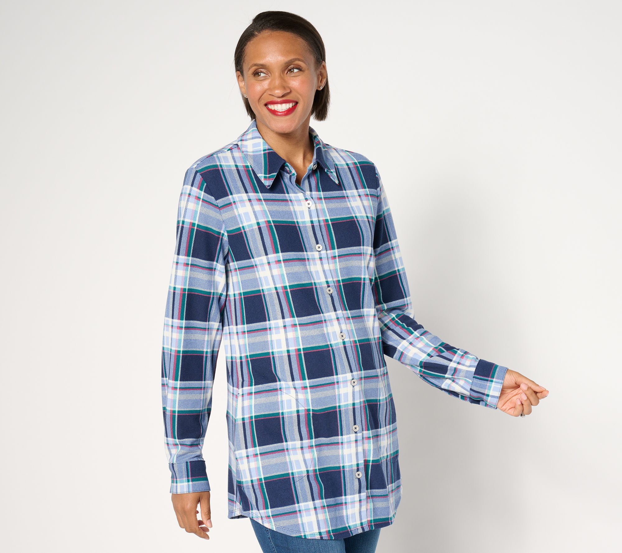 Denim & Co. Regular Heavenly Jersey Button Front Tunic