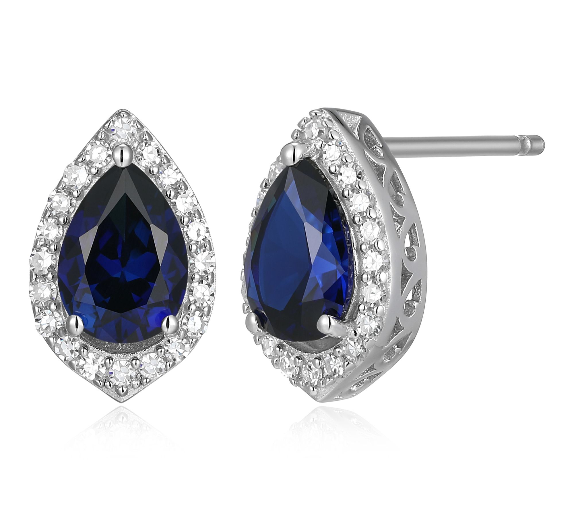 LuxLab Grown Pear Gemstone & Diamond Earrings, Sterling Silver