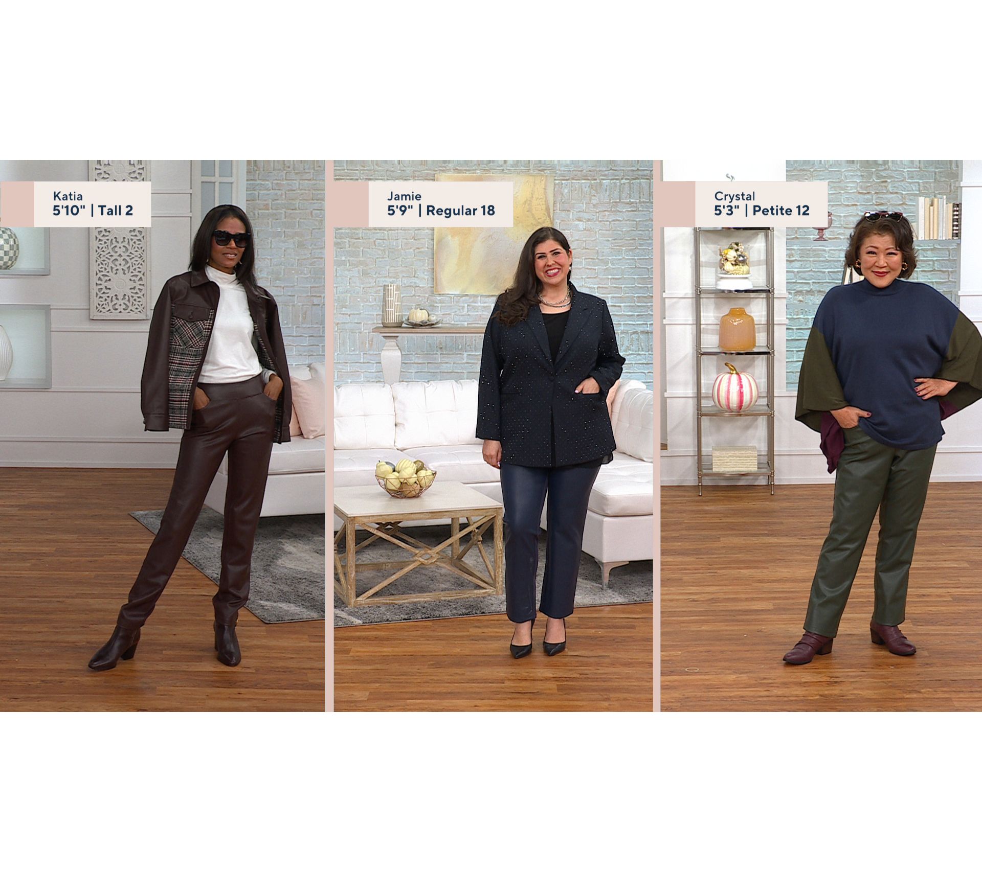 Belle by Kim Gravel Petite Faux Leather Front, Ponte Back Pant