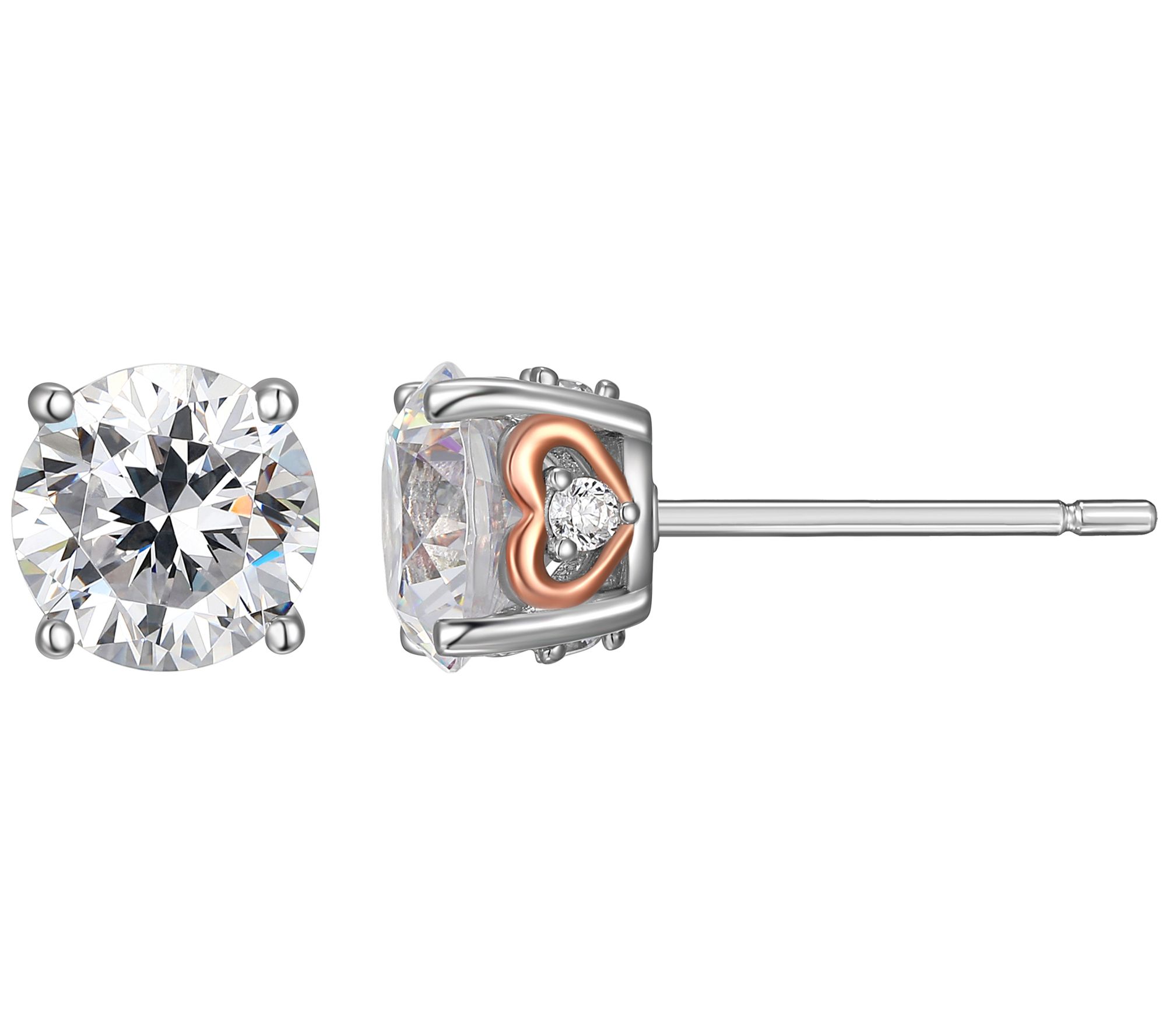 Sterling Silver 2.10 cttw Moissanite Heart Motif Stud Earrings