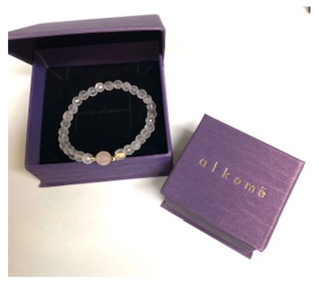 Alkeme 10K Gold Eternal Love Rose Quartz Stretch Bracelet