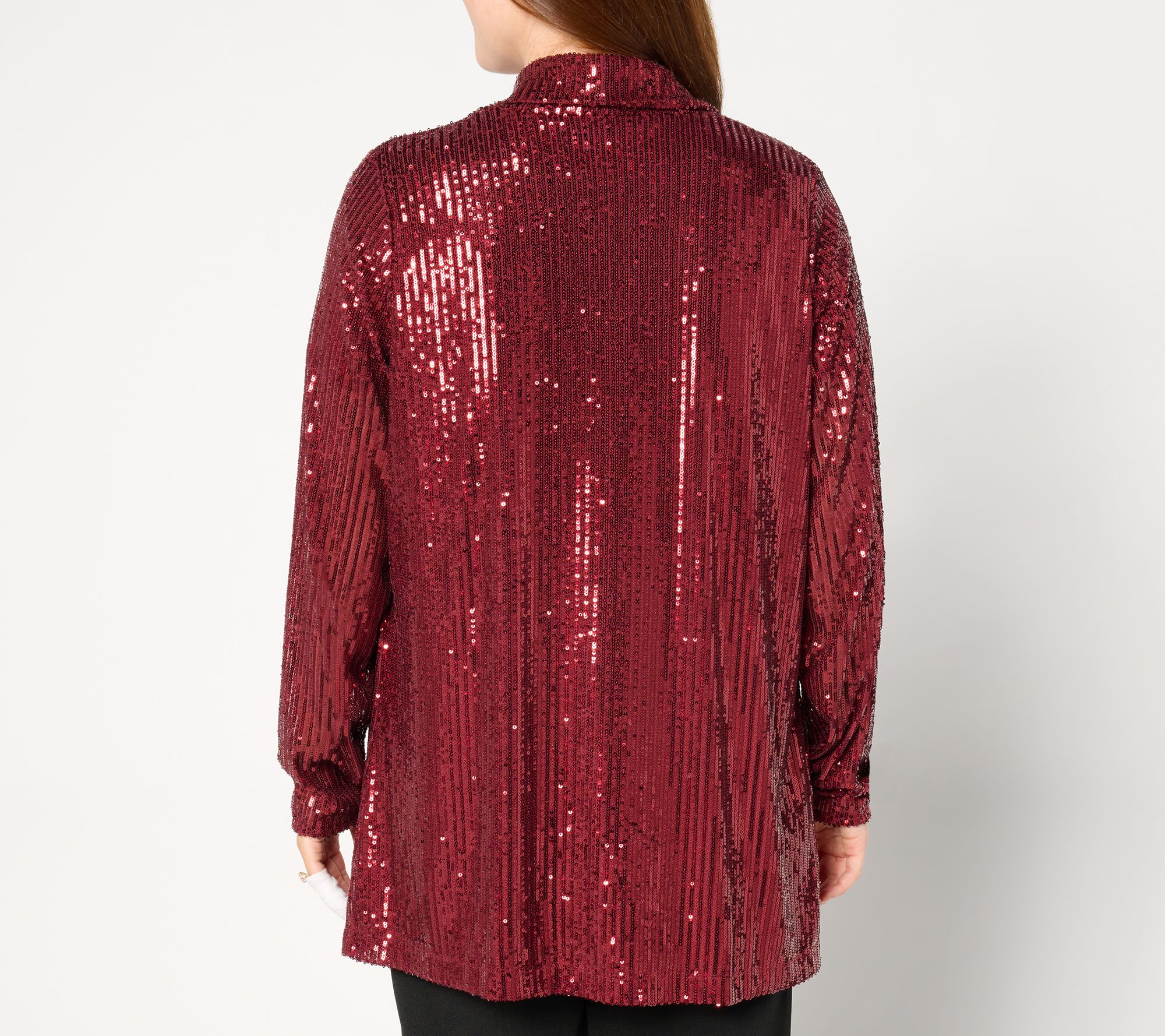 Jingle Belles by Kim Gravel Sequin Mesh Open Front Topper