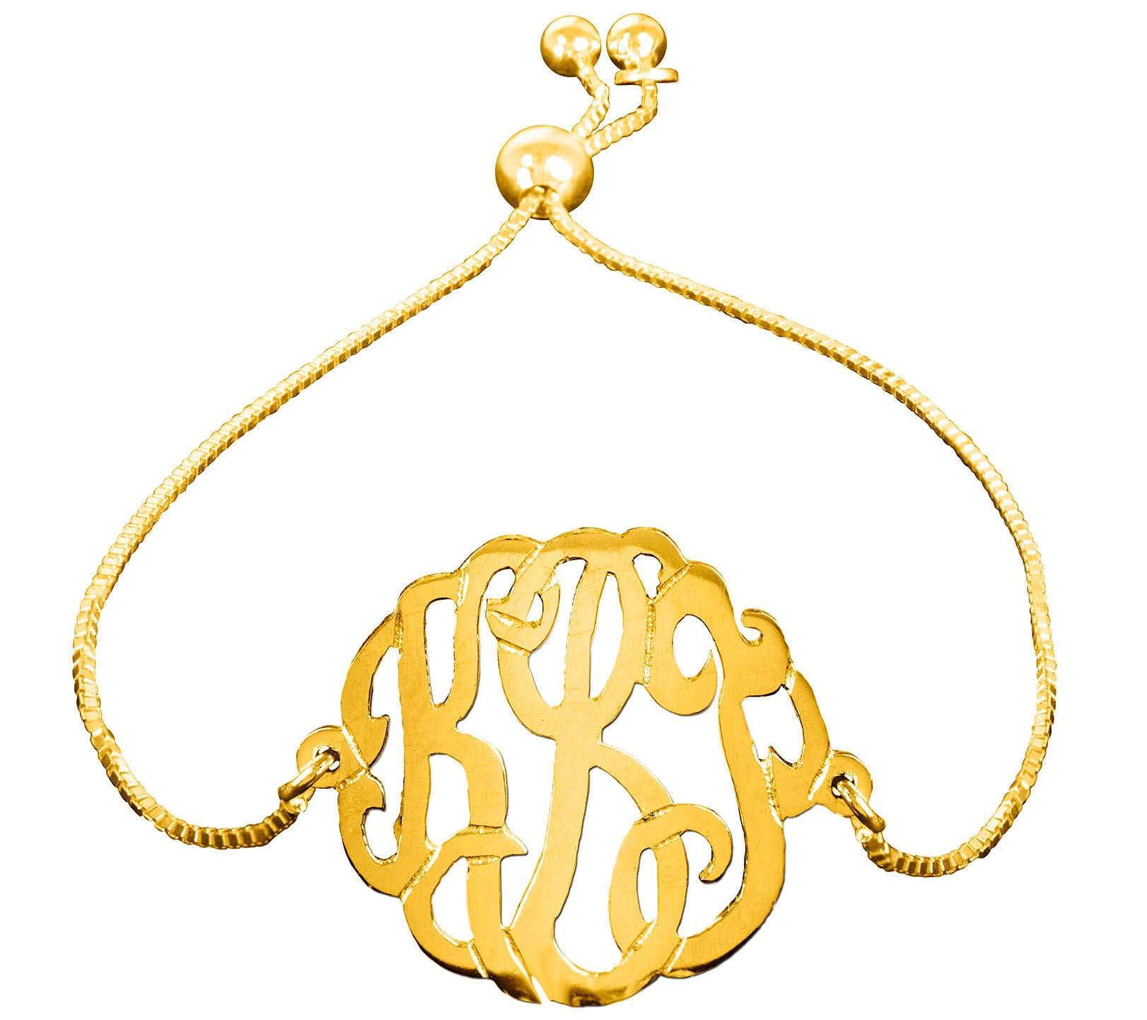 14K Gold-Plated Personalized Monogram Adjustabl e Bracelet