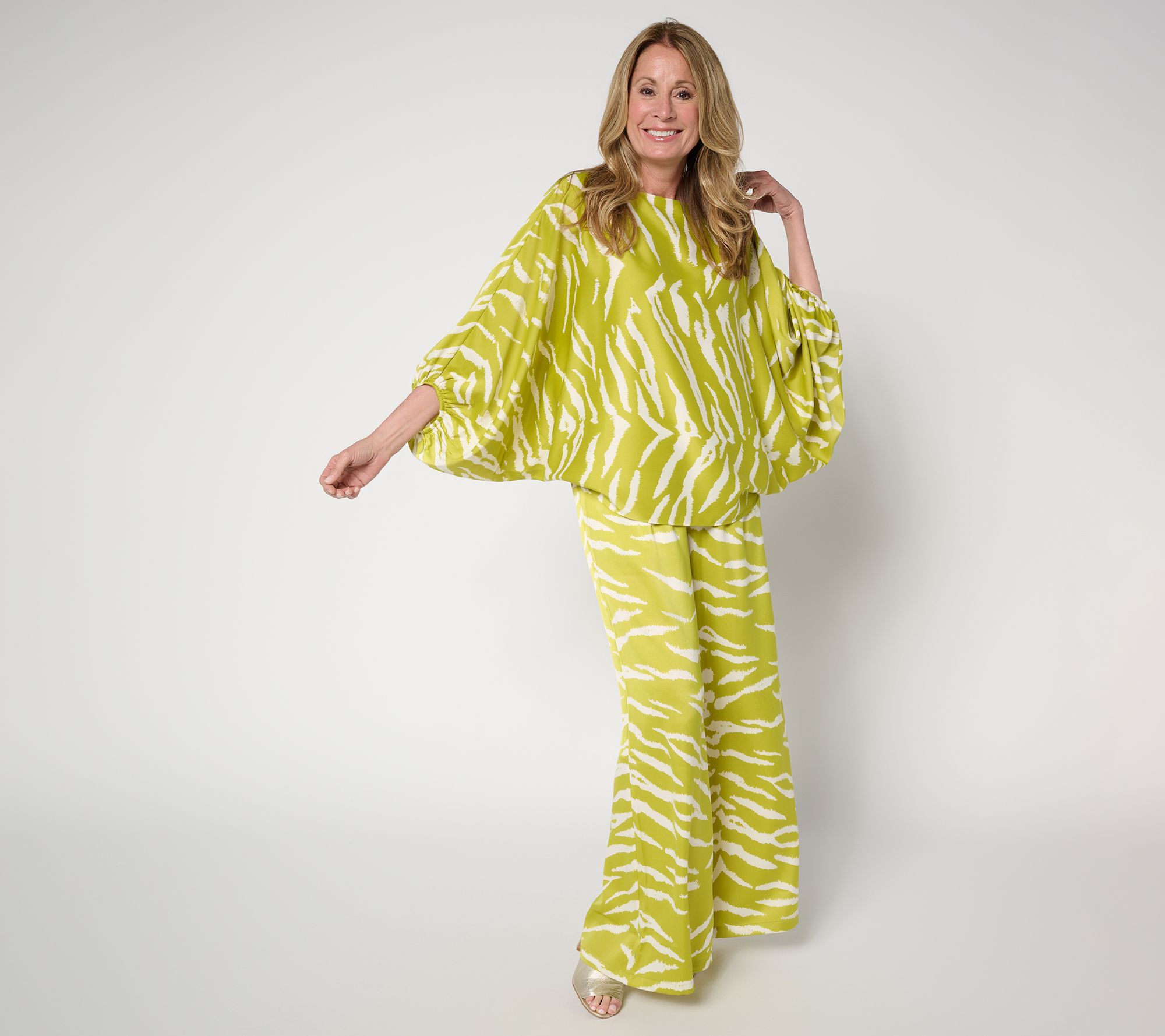 Carla Rockmore Collection Dolman Sleeve Boatneck Satin Blouse