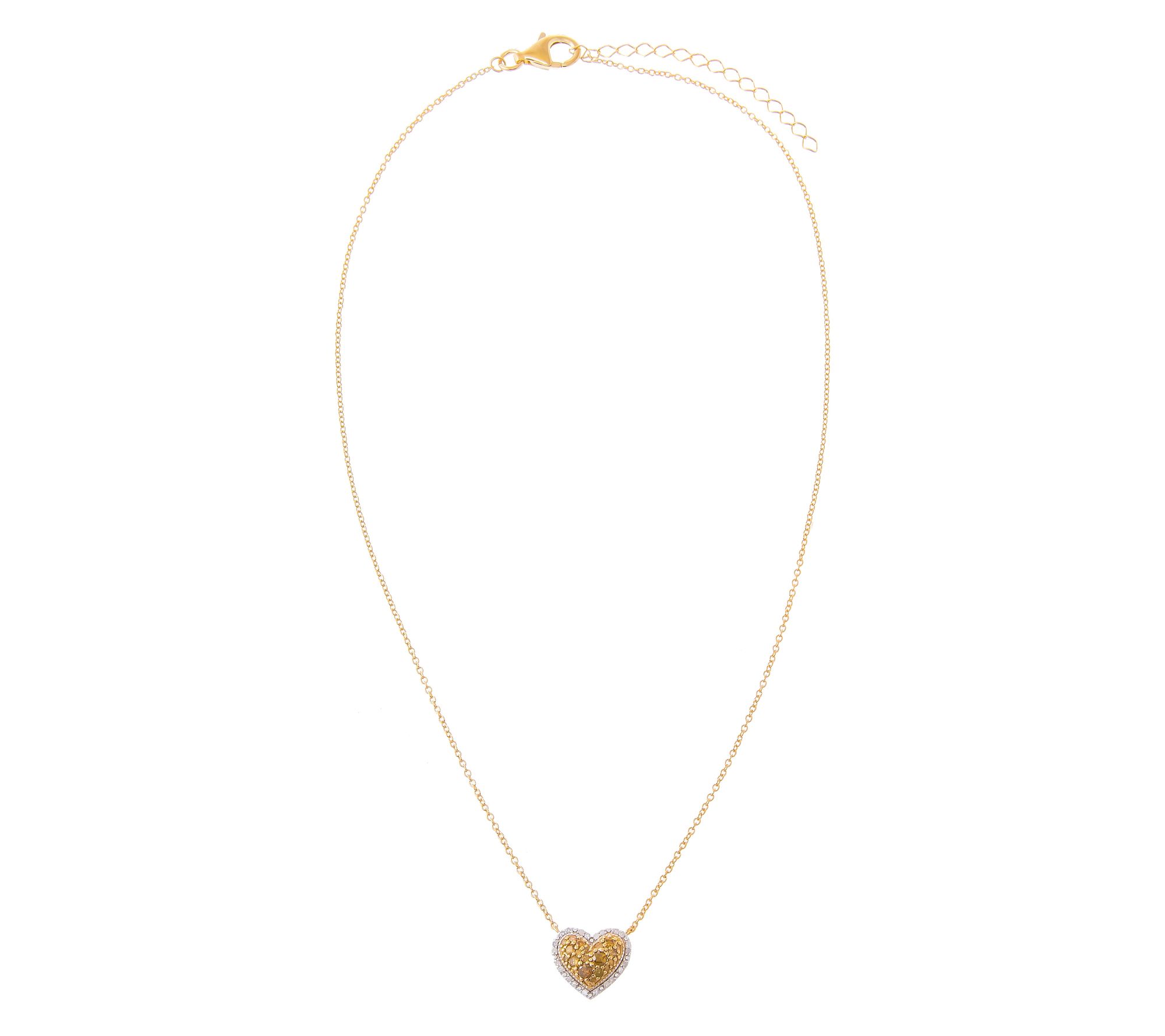 Affinity Diamond Two-Tone Heart Necklace, Sterling Silver