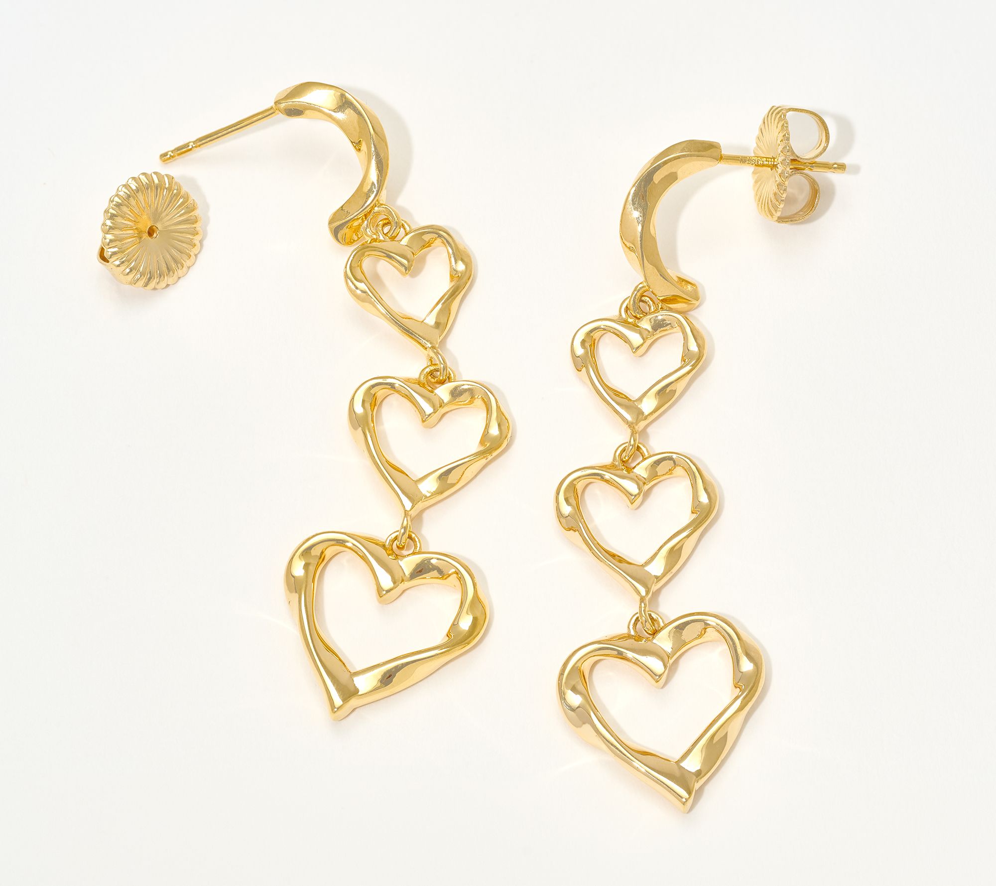 Christian James by Scott Grimes 14K Gold Clad Triple Heart Drop Earrings