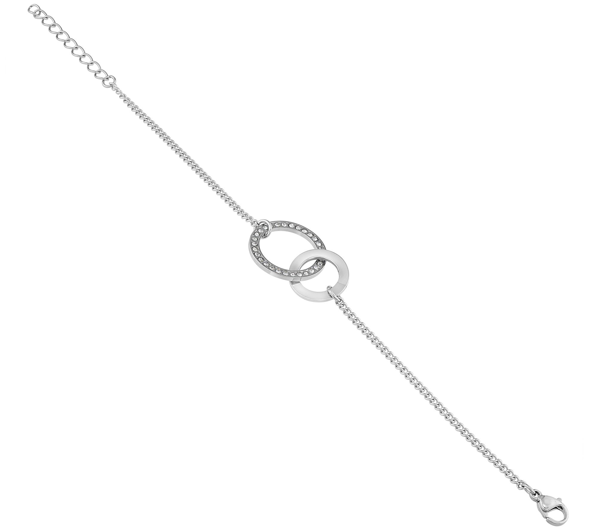 Steel by Design Open Circle Crystal AdjustableBracelet