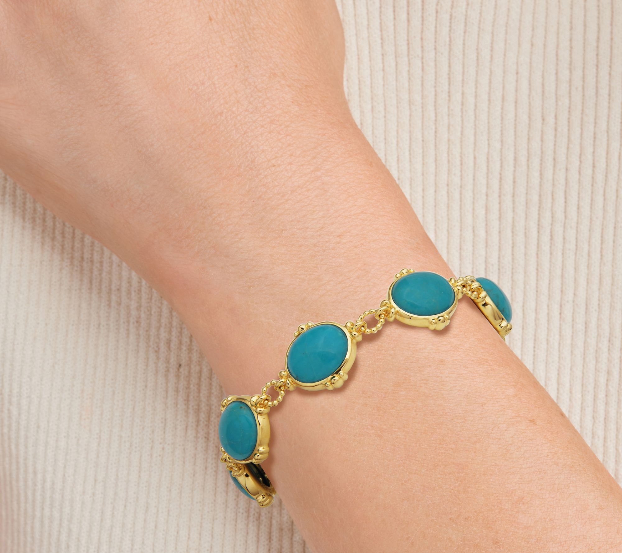 Affinity Gems Turquoise Link Bracelet,18K GoldPlated