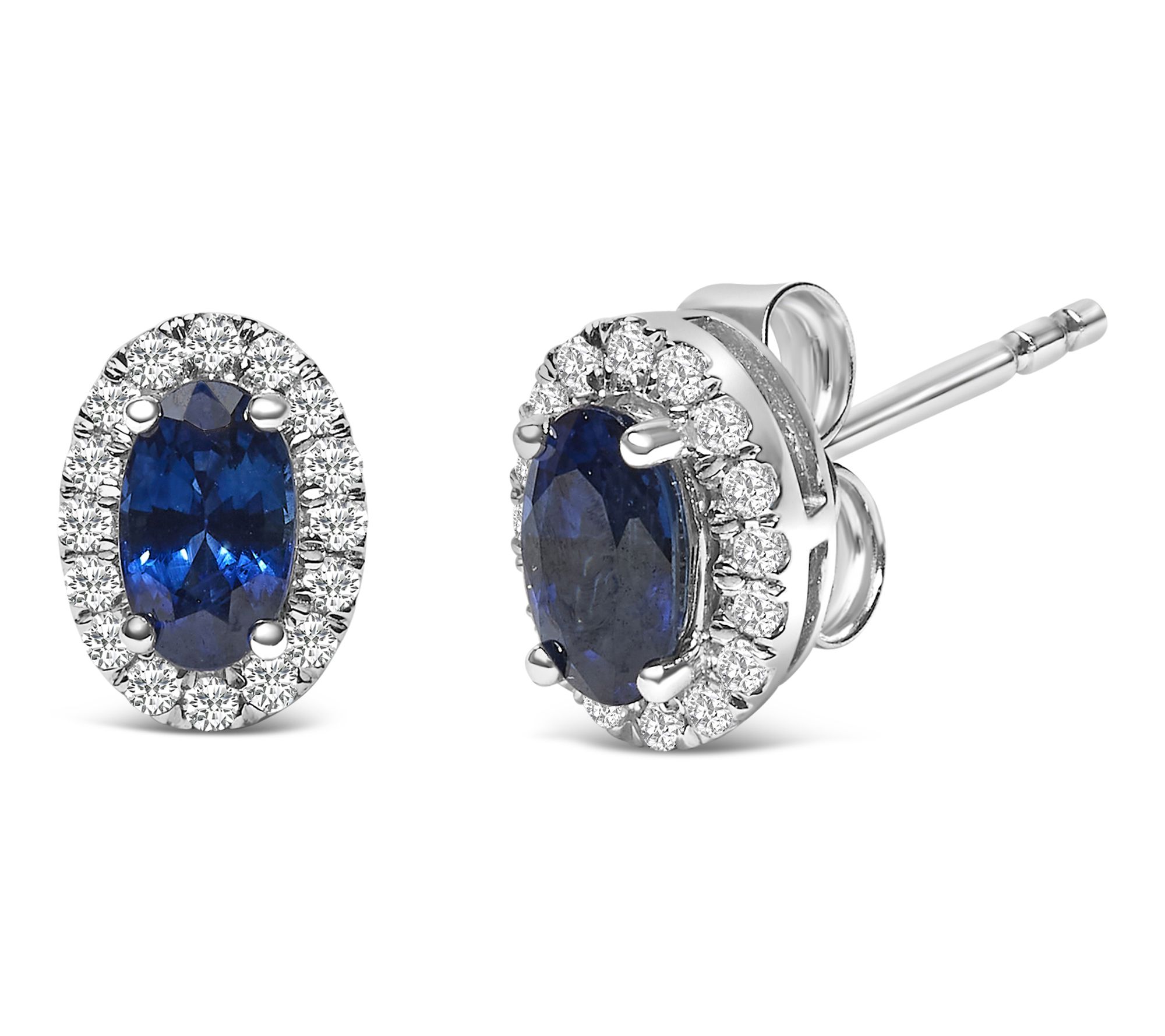 Haus of Brilliance Sapphire & Diamond Halo Earrings, 10K Gold