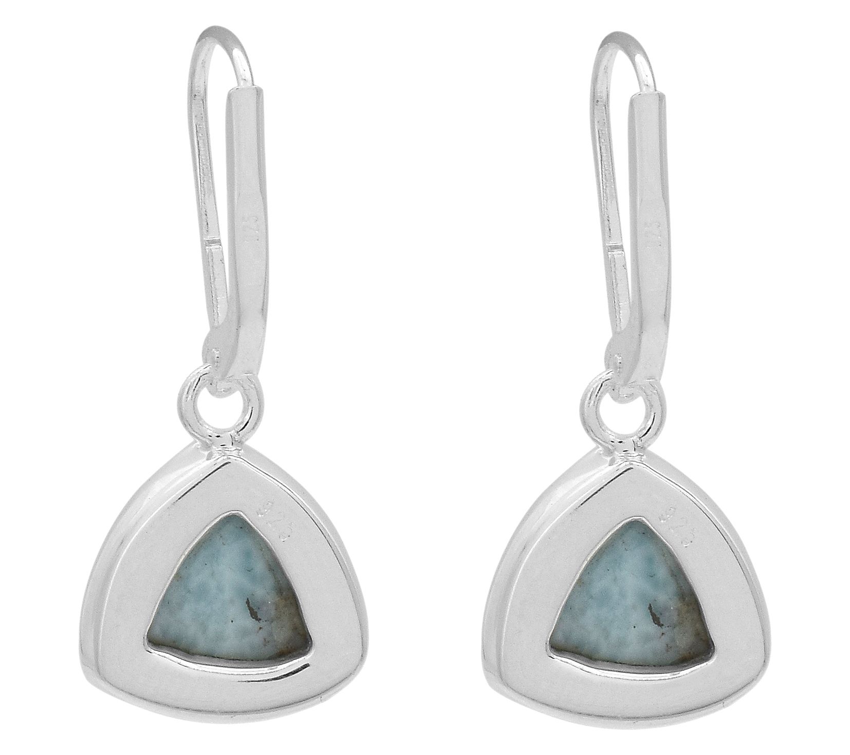 Affinity Gems Larimar Trillion Cut Drop Earrings, Sterling