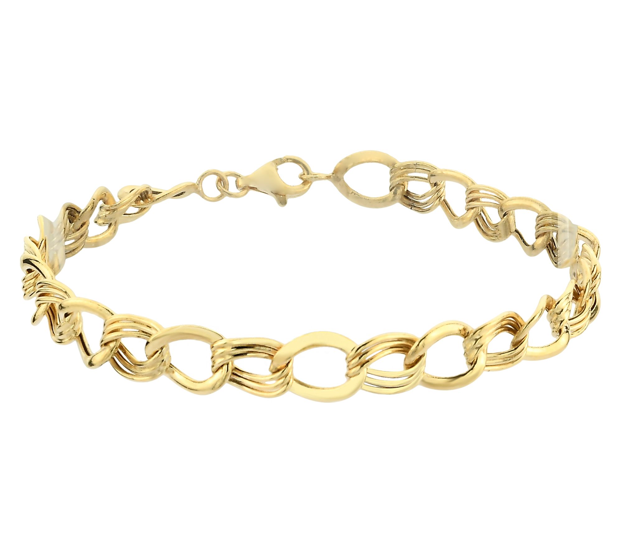 Adorna 14K Gold Interlocking Oval Link PolishedBracelet