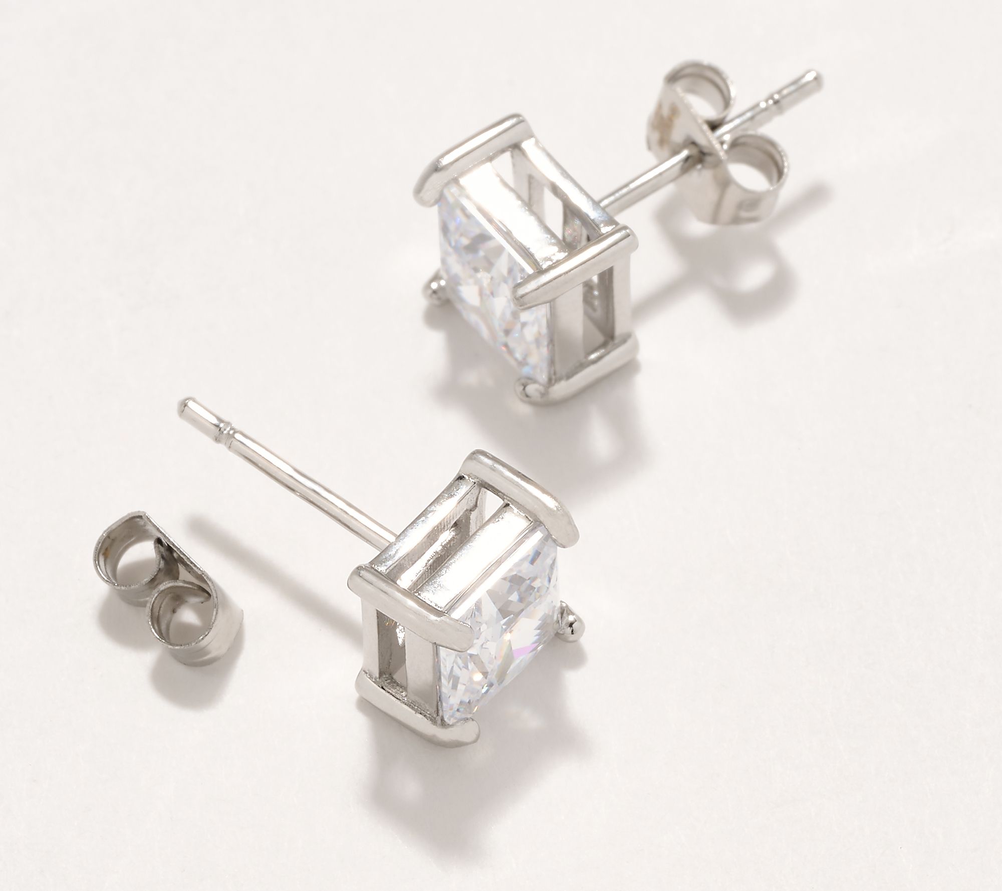 Steel by Diamonique 2ct Princess Stud Earrings