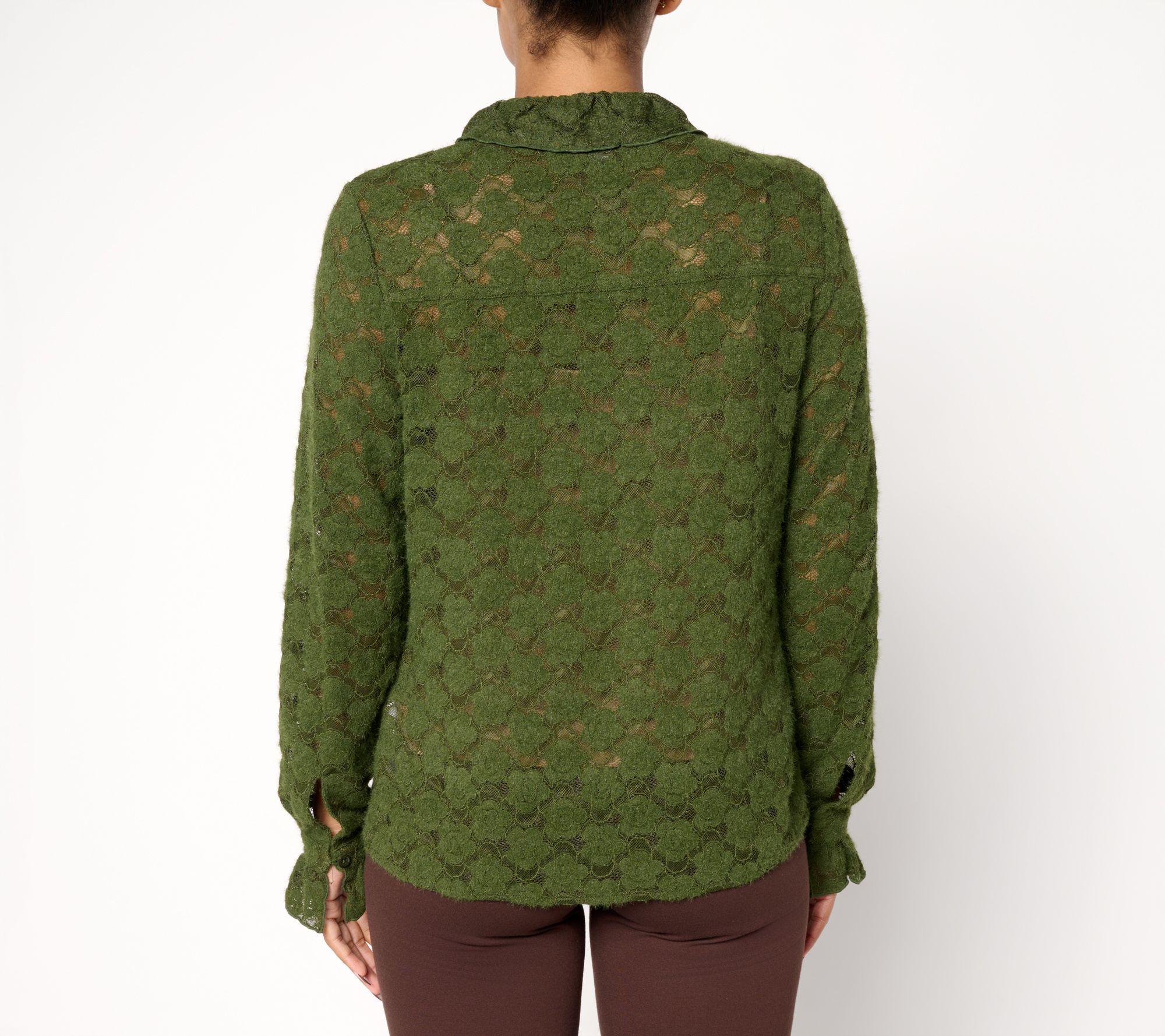 Studio Park x Sandra Bennett Woven Lace Button Front Blouse