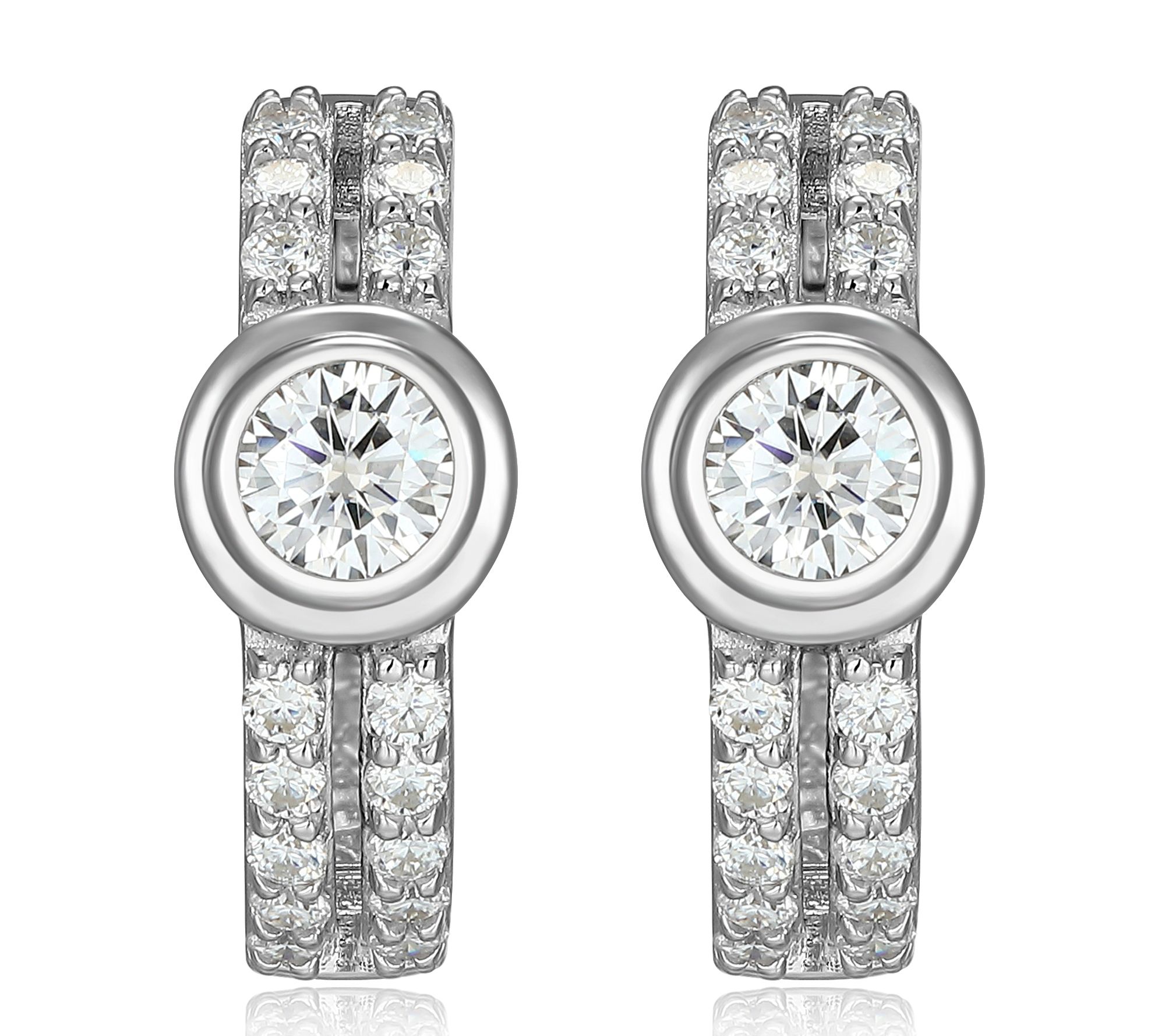 Moissanite 0.80 cttw Hoop Earrings, Sterling Silver