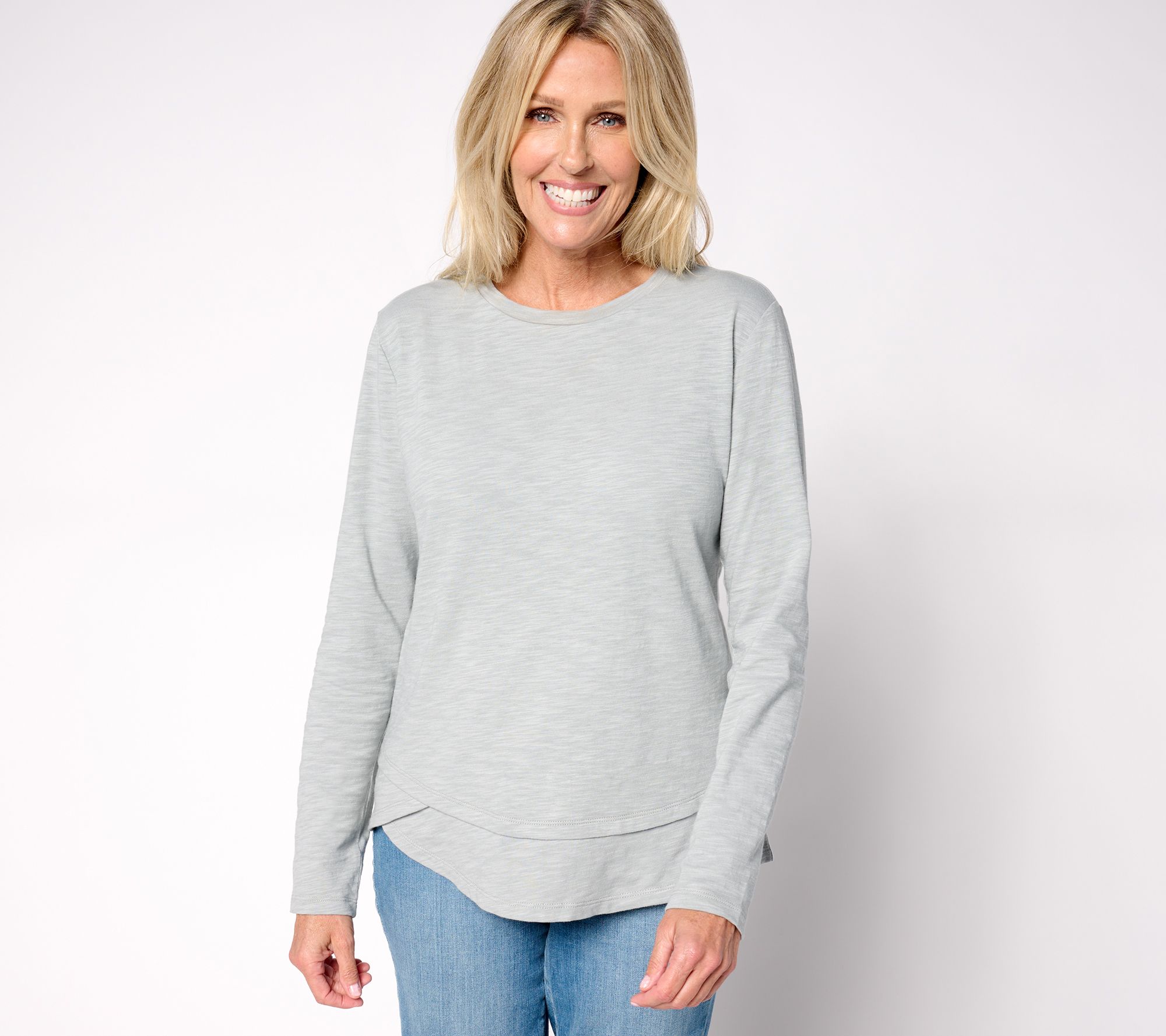 Studio Park x Amy Stran Slub Knit Long Sleeve Double Hem Top