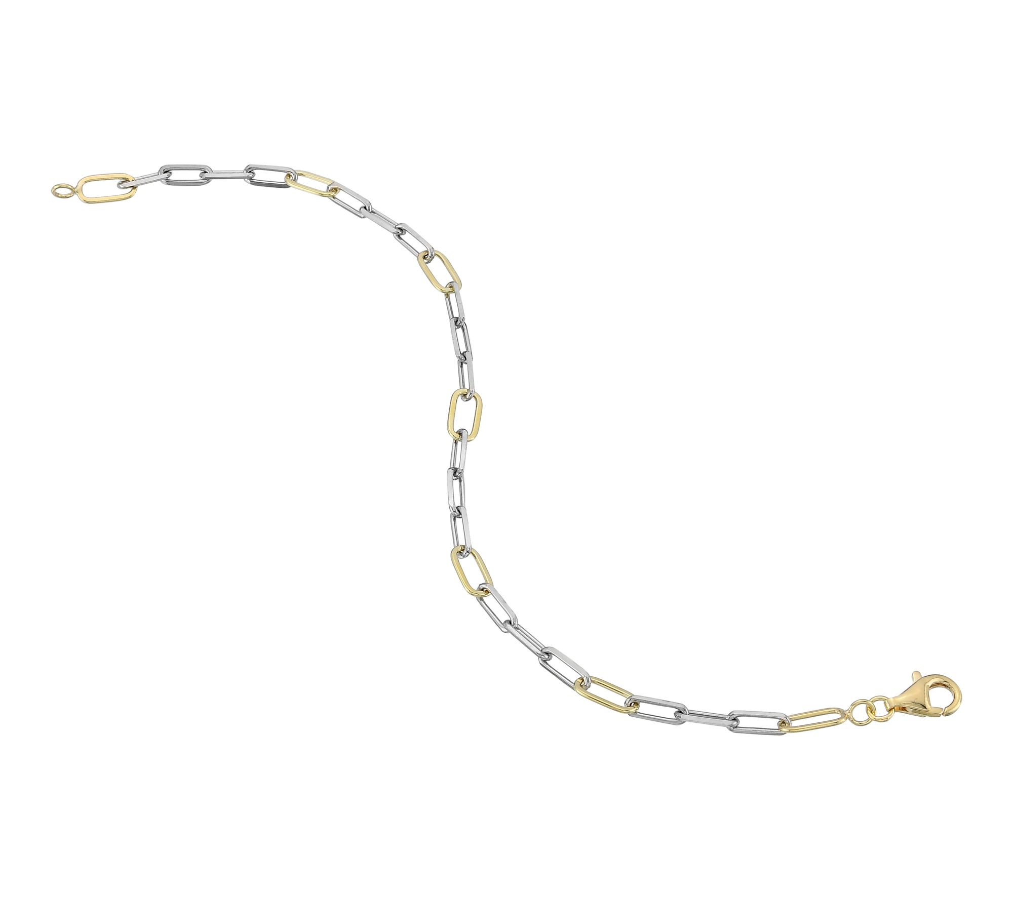 Silver Style Two-Tone Alternating Paperclip Bracelet, Sterling