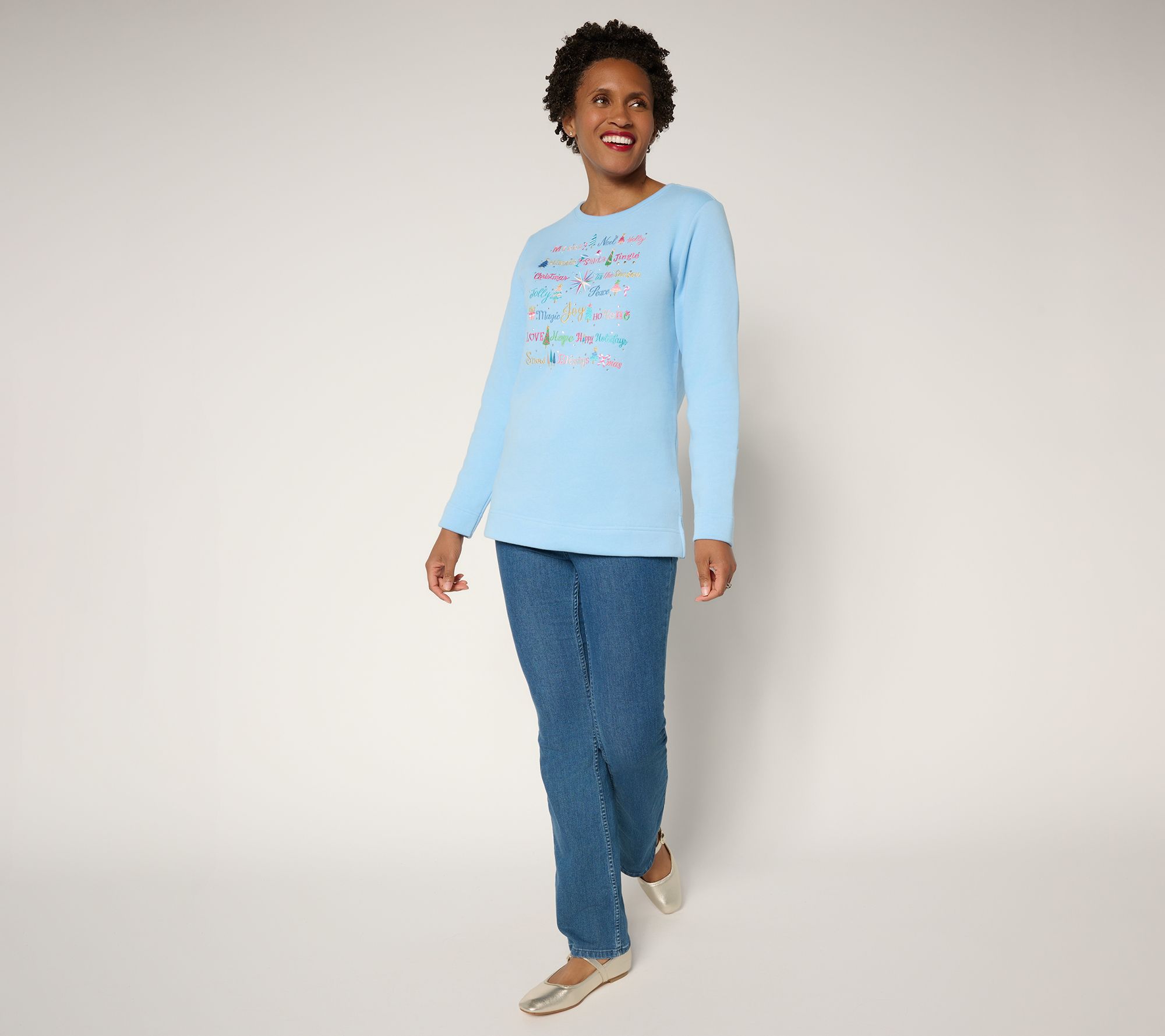 Quacker Factory Merry and Bright Long Sleeve Sweatshirt