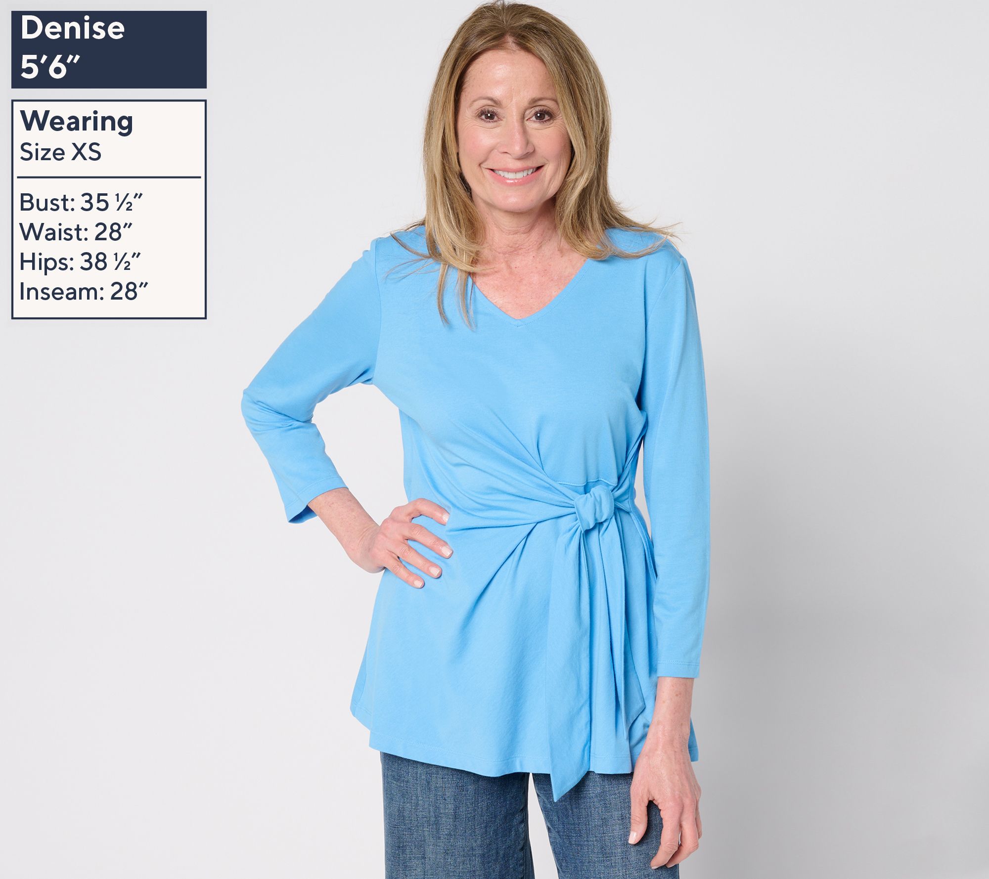 Denim & Co. Beach Jersey Regular Bracelet Sleeve Tunic with Tie