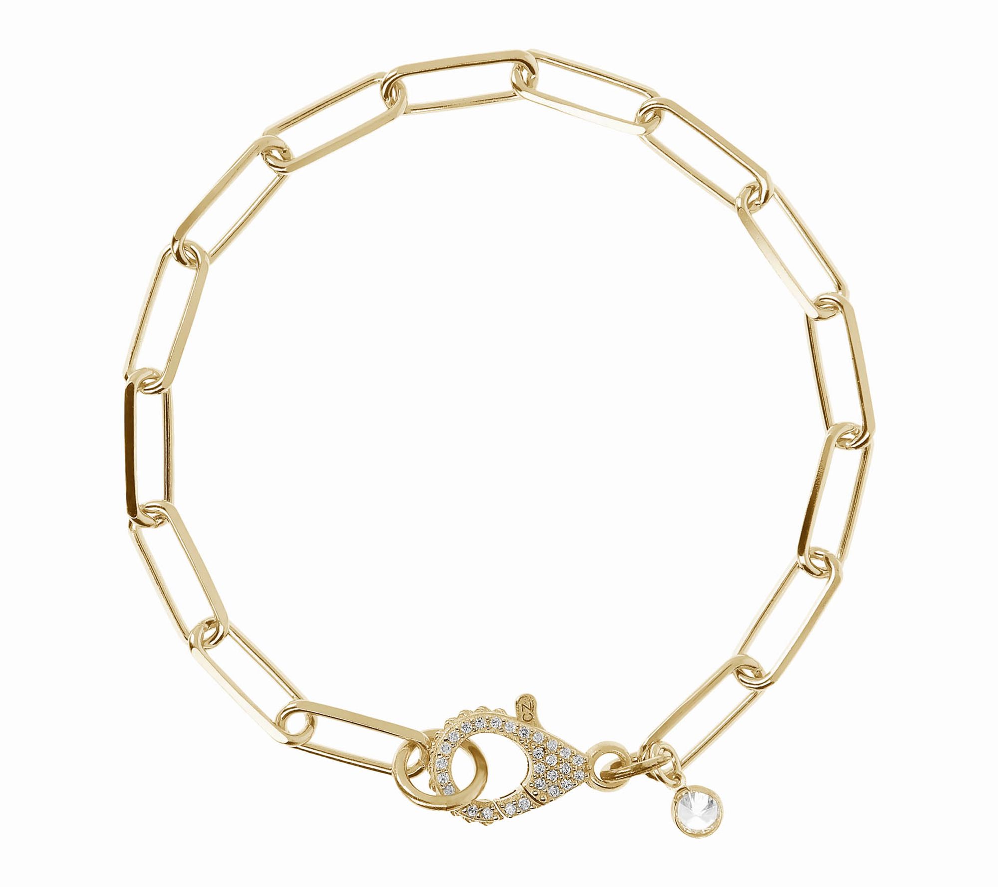 Diamonique Paperclip Link Bracelet, Sterling Si lver