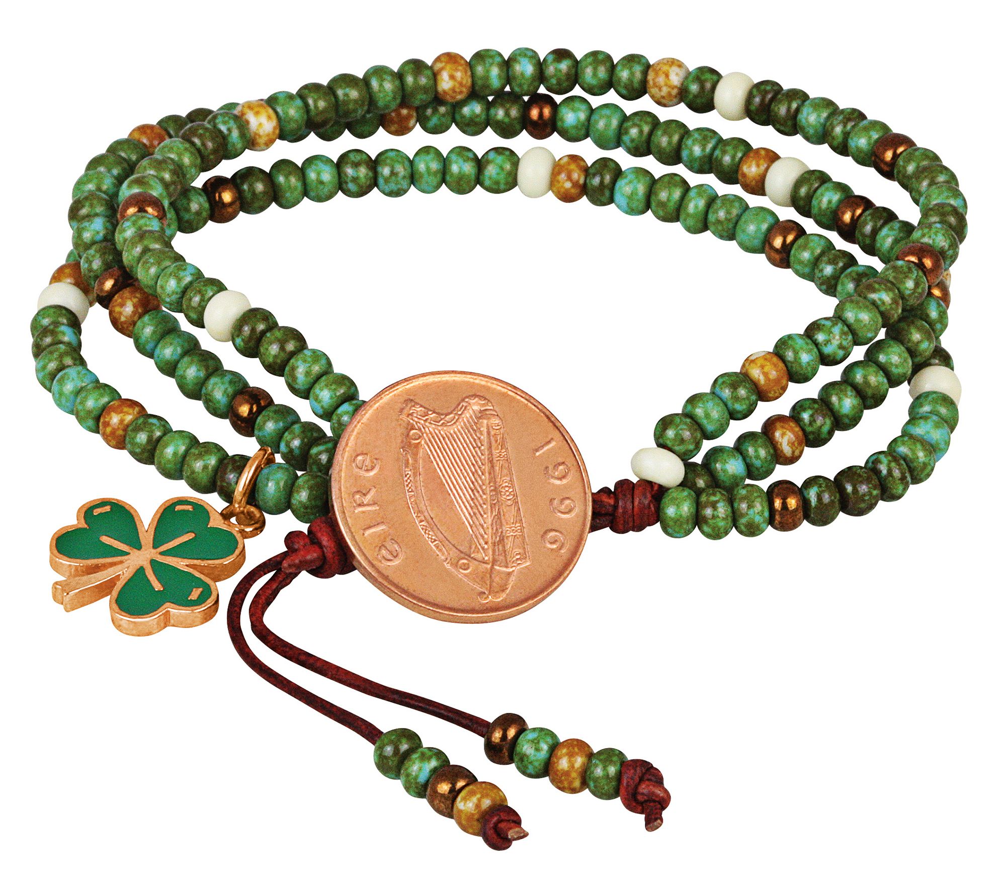 American Coin Treasures Irish Penny Coin Bead Bracelet