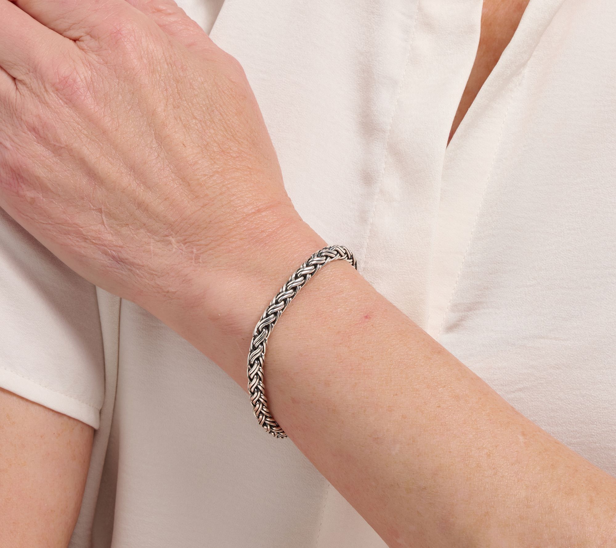 JAI Sterling Silver 5.3mm Handwoven Legacy Chain Bracelet, 22.0g