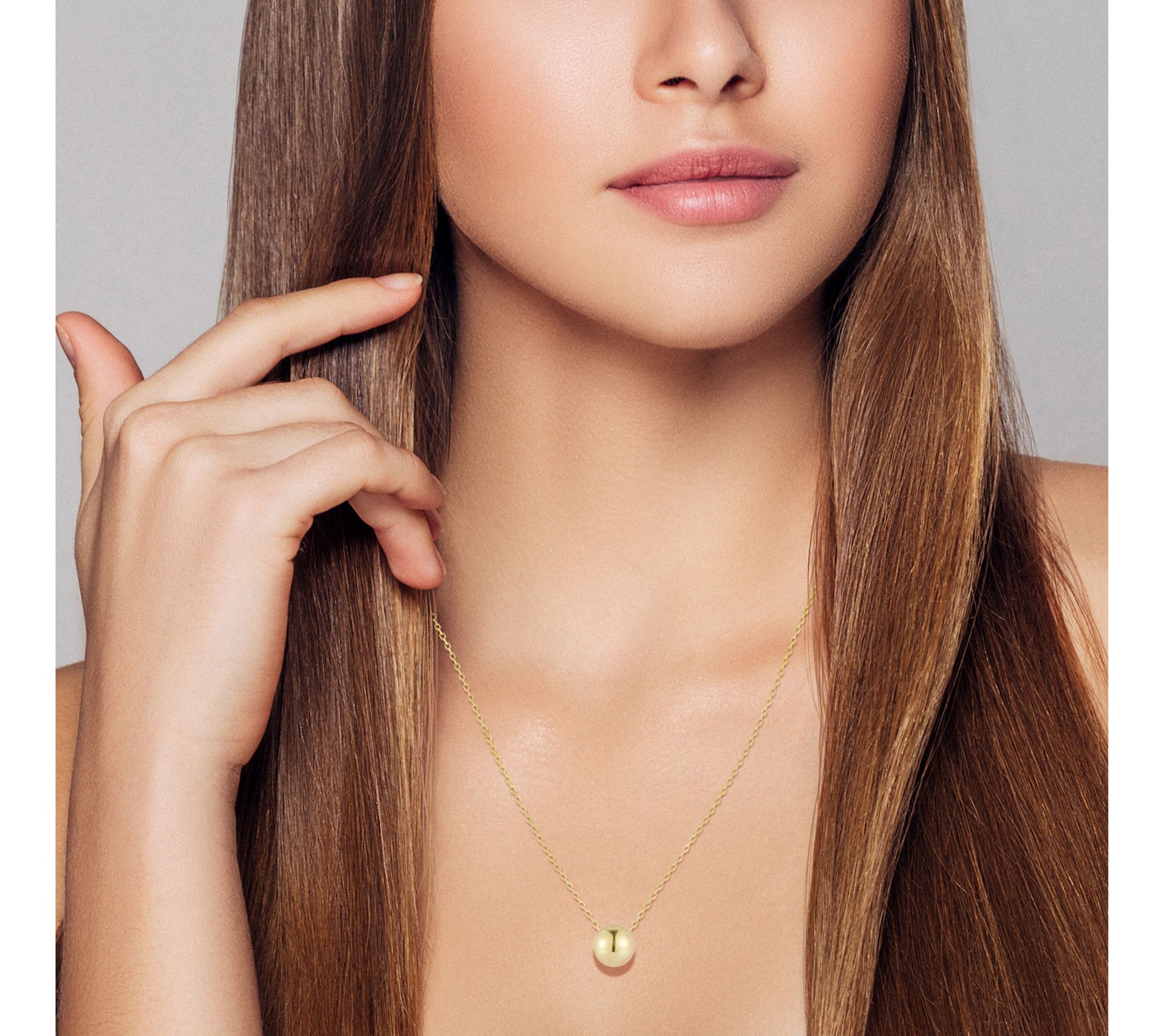 Italian Gold 7mm Strung Bead Necklace, 14K