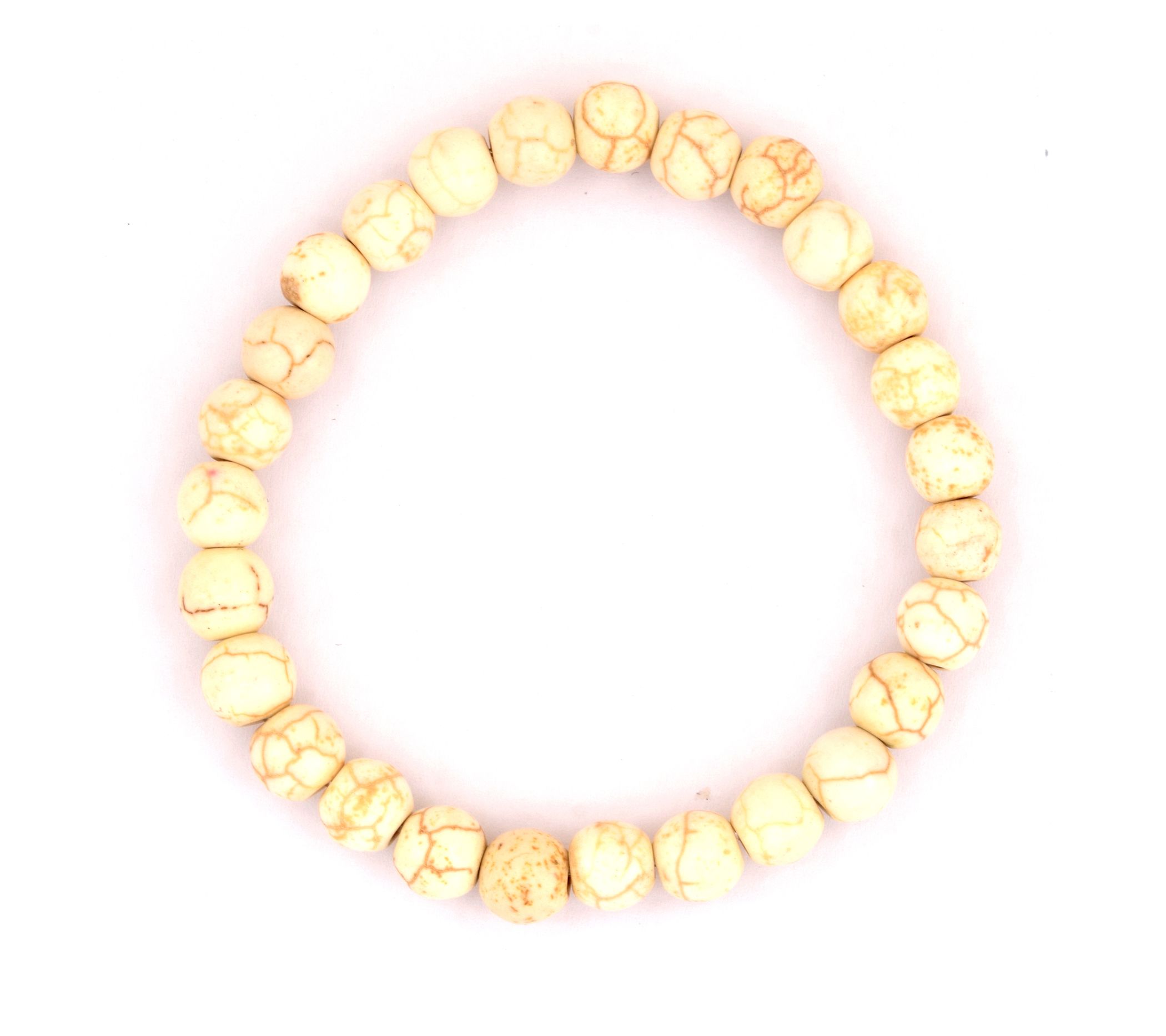 White Magnesite Smooth Beaded Stretch Bracelet