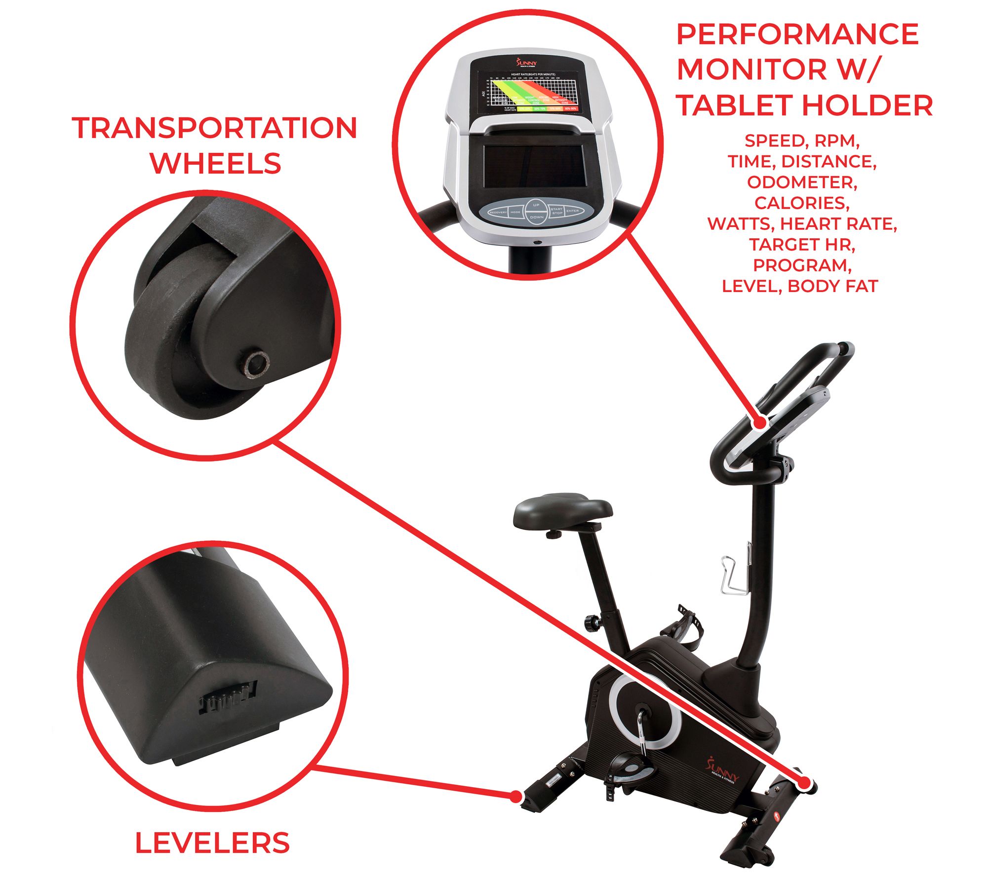 Sunny Health & Fitness Programmable Upright Bike